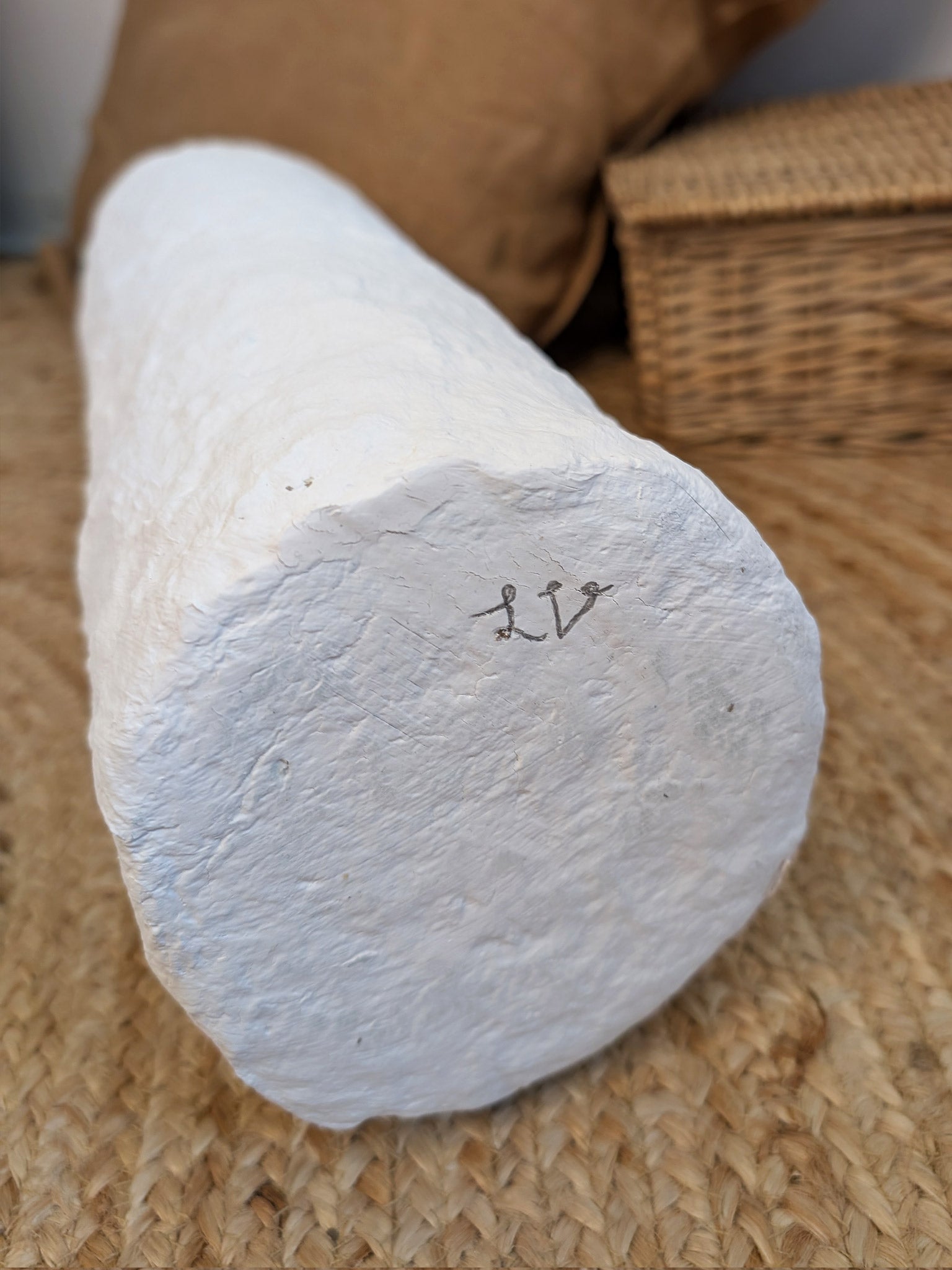 Papiermaché Bodenvase - handgemachte Statement - Deko im Boho Stil - beige