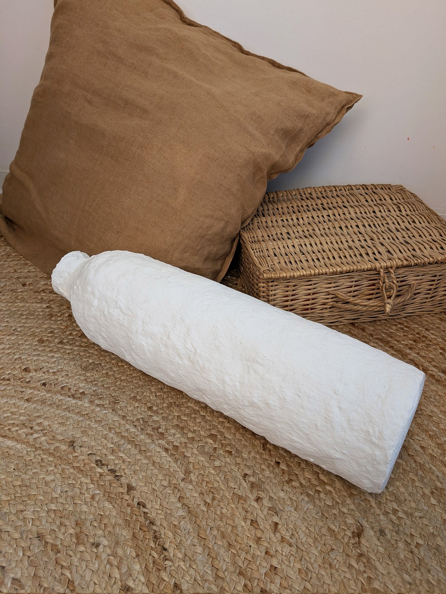 Papiermaché Bodenvase - handgemachte Statement - Deko im Boho Stil - beige