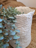 Papiermaché Vase - handgemachte Statement - Deko im Boho Stil - beige
