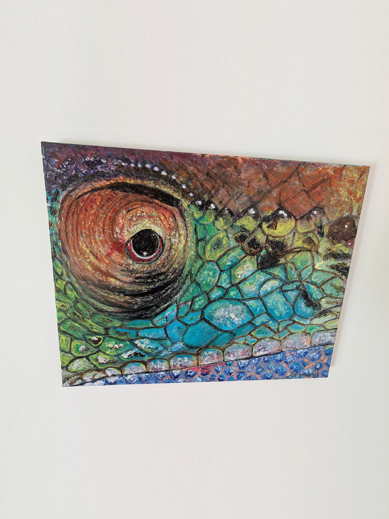 Painting Chamäleon Auge - Acryl auf Leinwand - Bild selbstgemalt