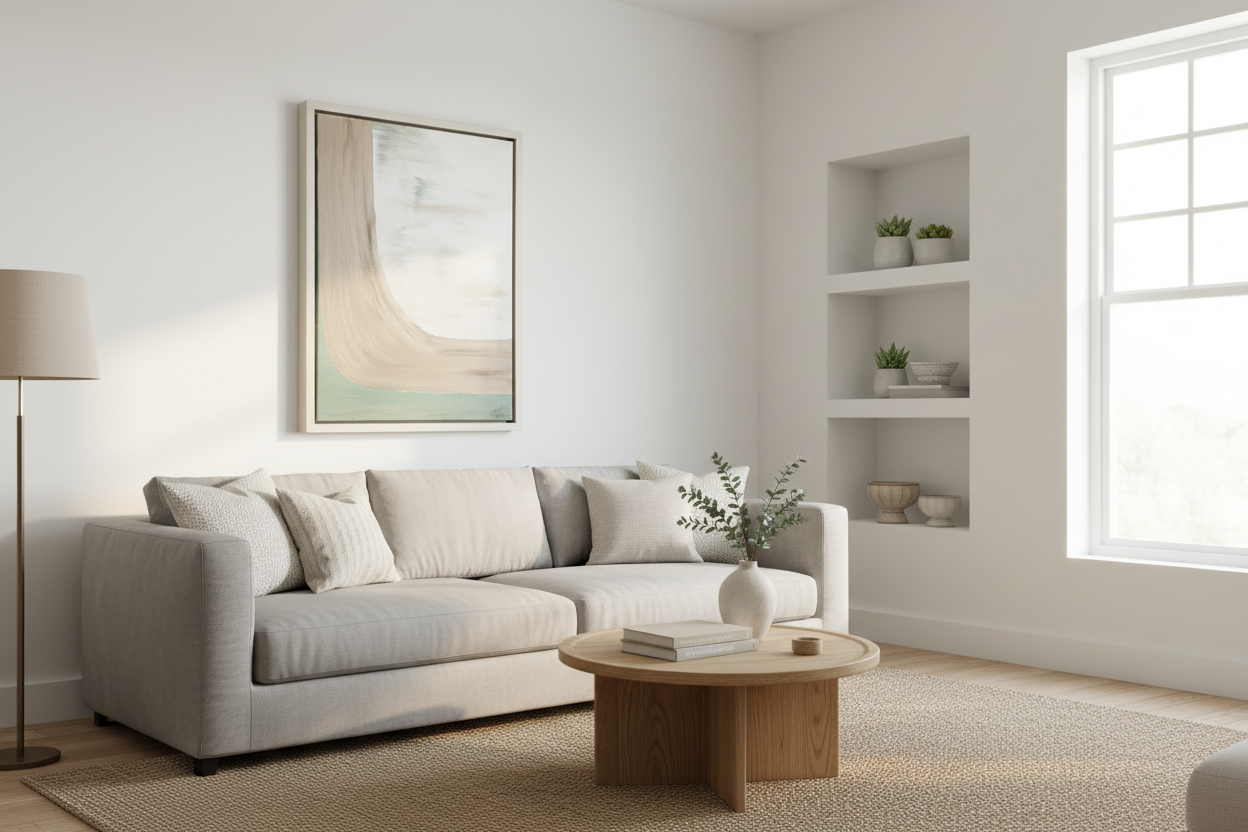 Leinwandbild Naturfarben - Beige & Grün - Zeitloses Wandbild - Moderne Raumdeko