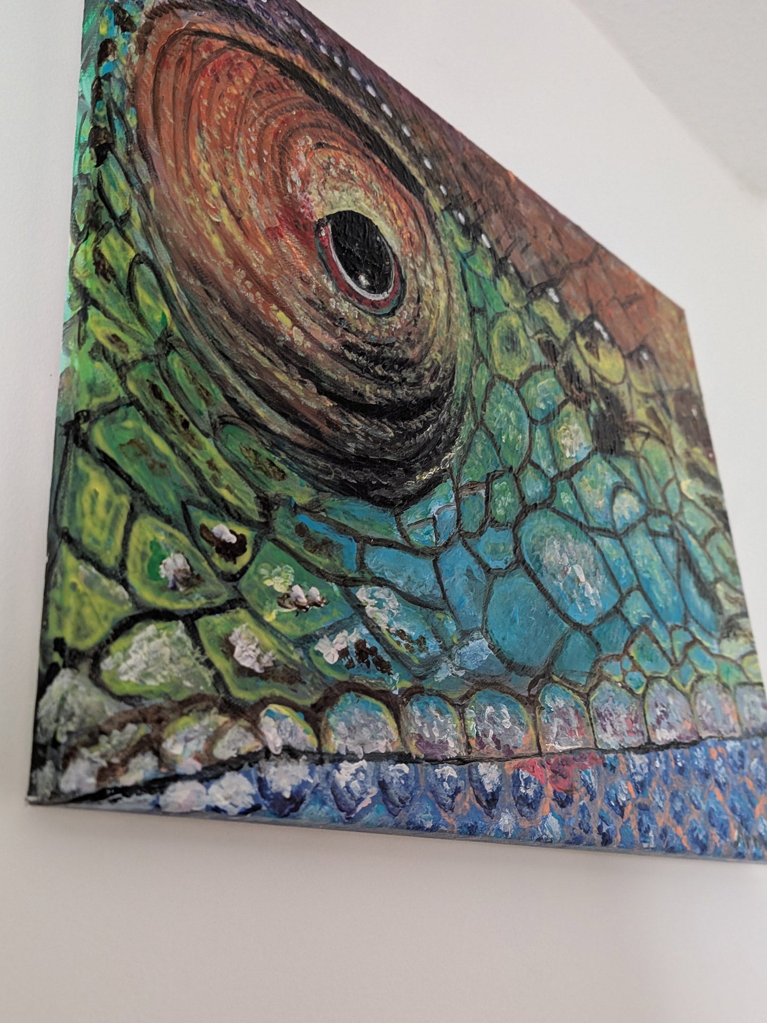 Painting Chamäleon Auge - Acryl auf Leinwand - Bild selbstgemalt