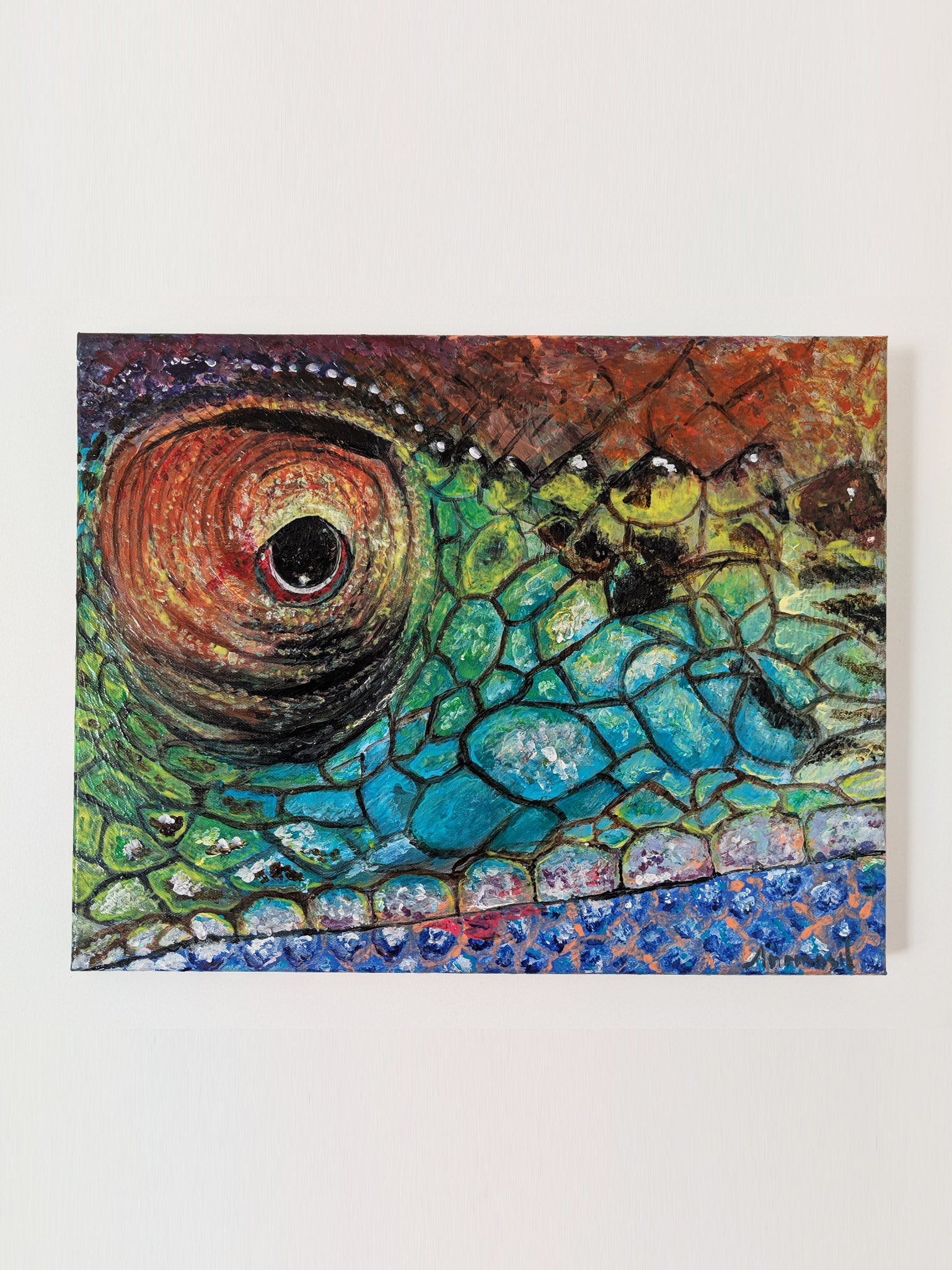 Painting Chamäleon Auge - Acryl auf Leinwand - Bild selbstgemalt