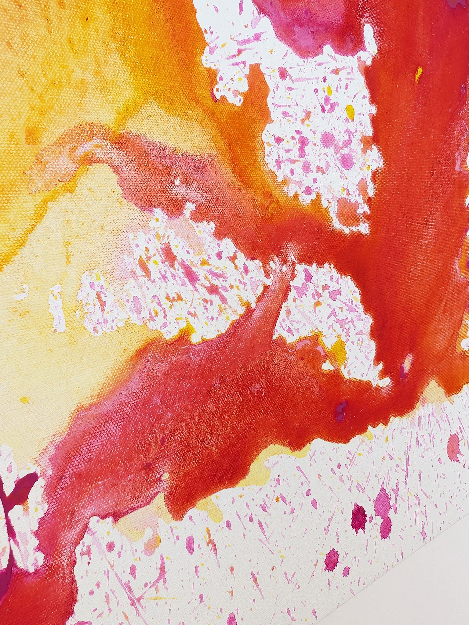 Bild abstrakt - pink - orange - Leinwand - selbstgemalt - schönes Acrylbild