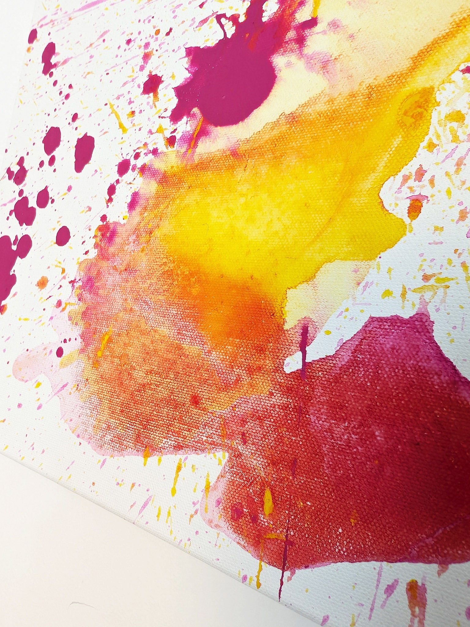 Bild abstrakt - pink - orange - Leinwand - selbstgemalt - schönes Acrylbild