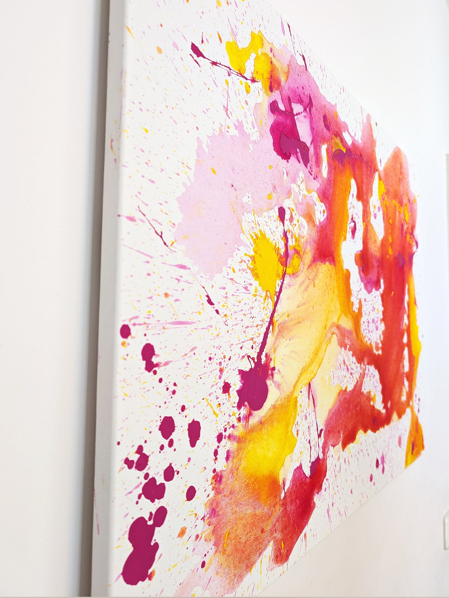 Bild abstrakt - pink - orange - Leinwand - selbstgemalt - schönes Acrylbild