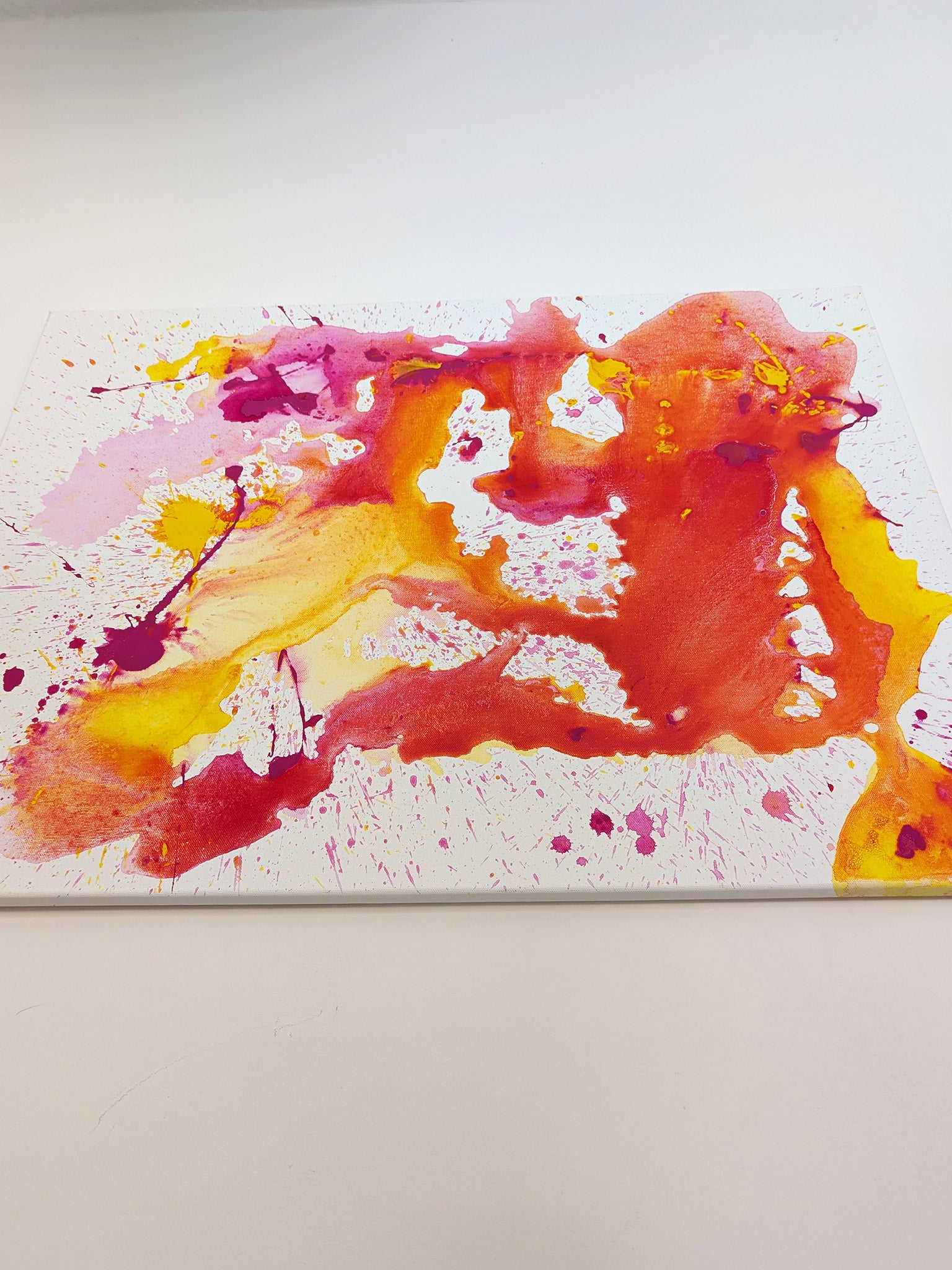 Bild abstrakt - pink - orange - Leinwand - selbstgemalt - schönes Acrylbild