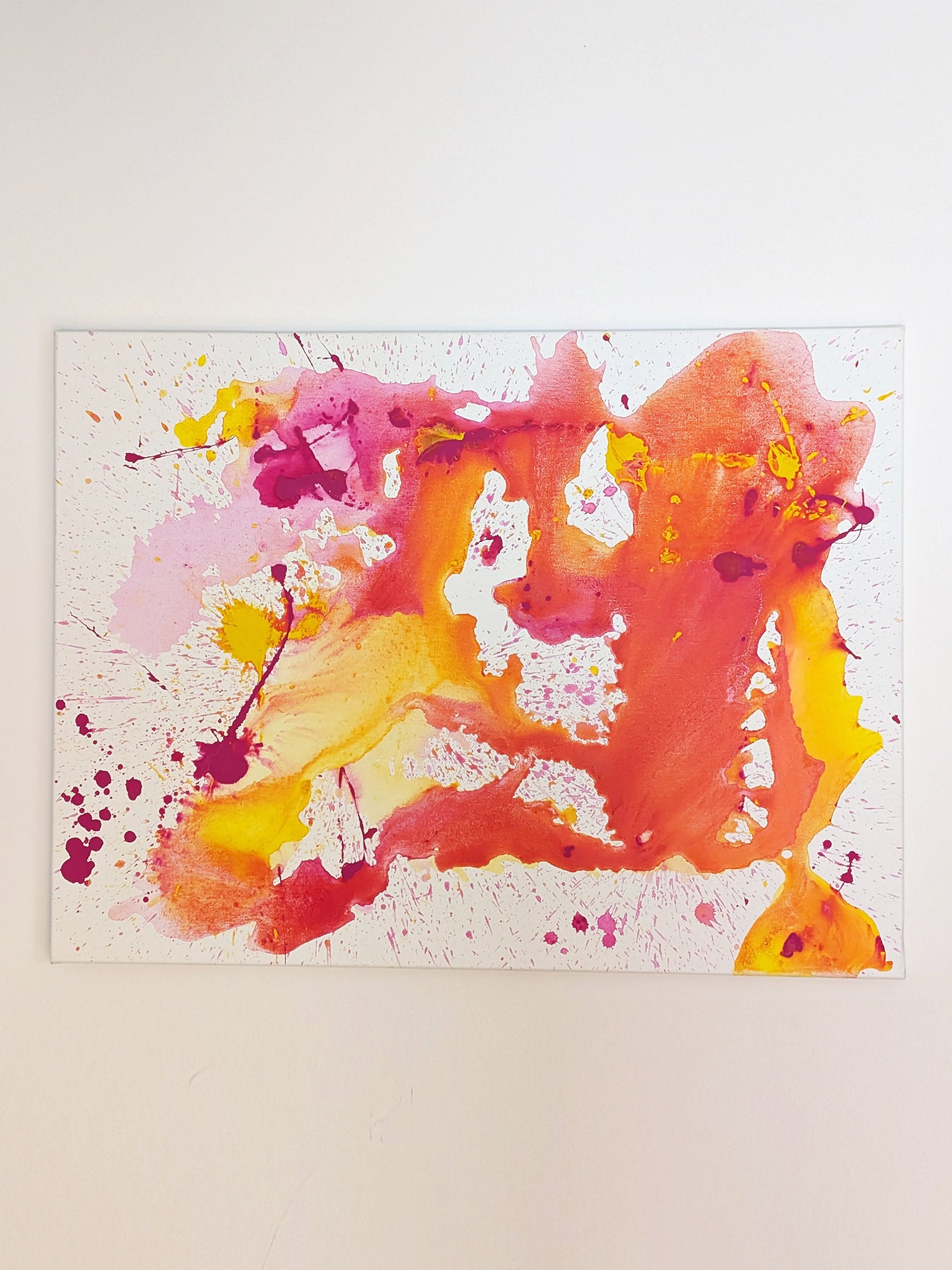 Bild abstrakt - pink - orange - Leinwand - selbstgemalt - schönes Acrylbild