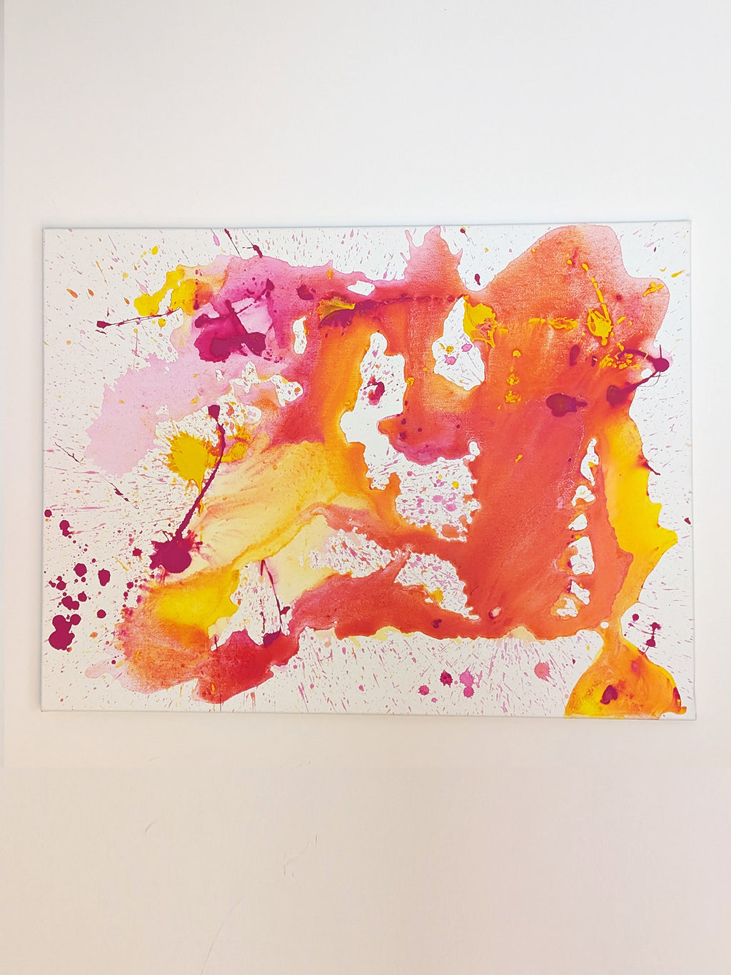 Bild abstrakt - pink - orange - Leinwand - selbstgemalt - schönes Acrylbild