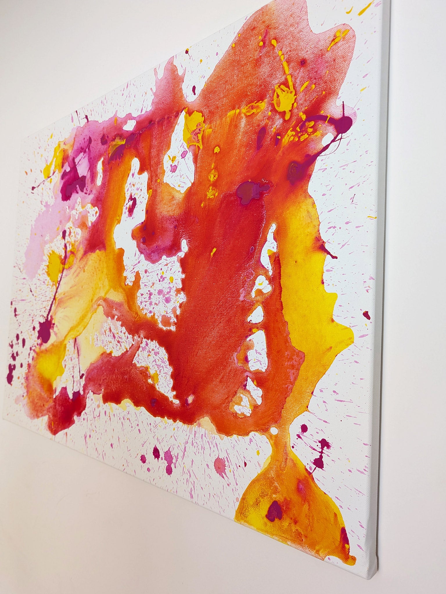 Bild abstrakt - pink - orange - Leinwand - selbstgemalt - schönes Acrylbild