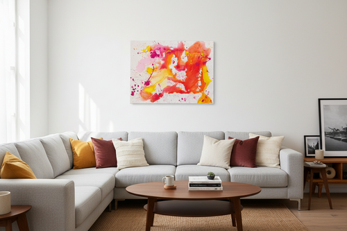 Bild abstrakt - pink - orange - Leinwand - selbstgemalt - schönes Acrylbild