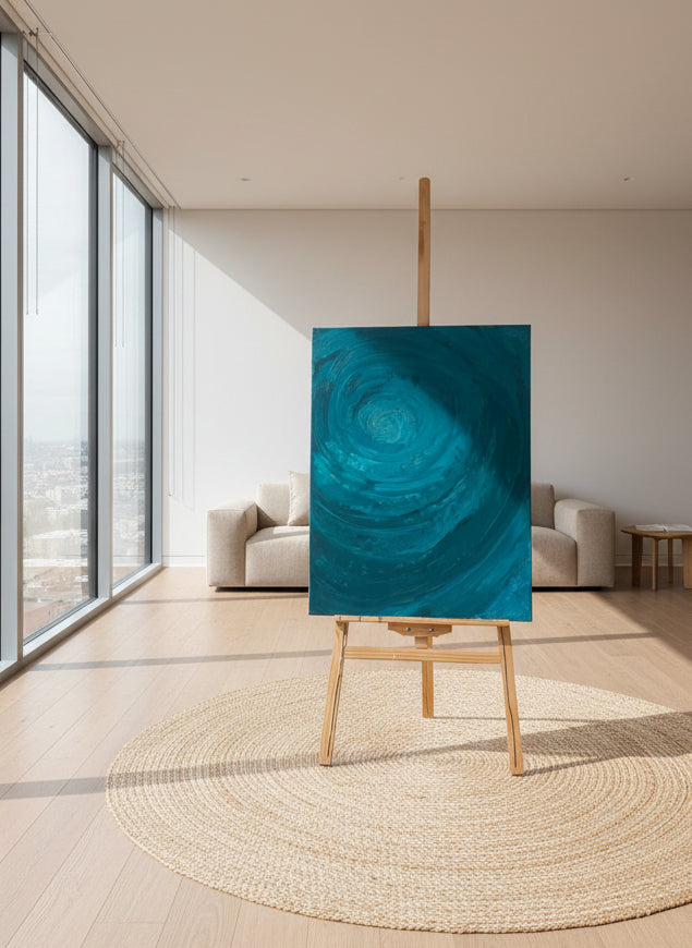 Blaues Leinwandbild mit leichter Struktur - Zeitlose abstrakte Kunst - modernes Wohnen