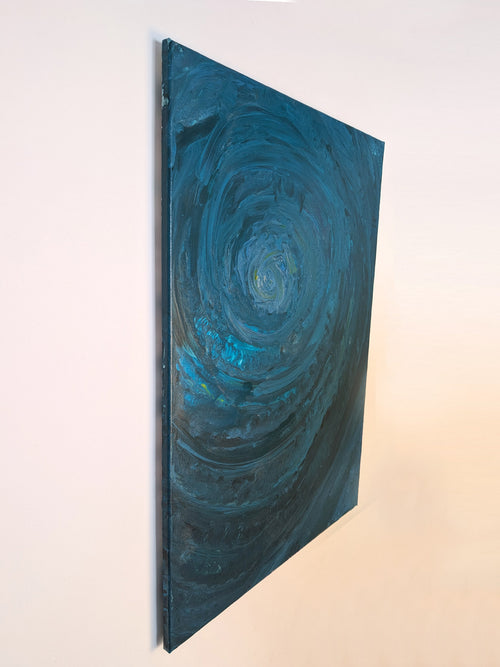 Blaues Leinwandbild mit leichter Struktur - Zeitlose abstrakte Kunst - modernes Wohnen