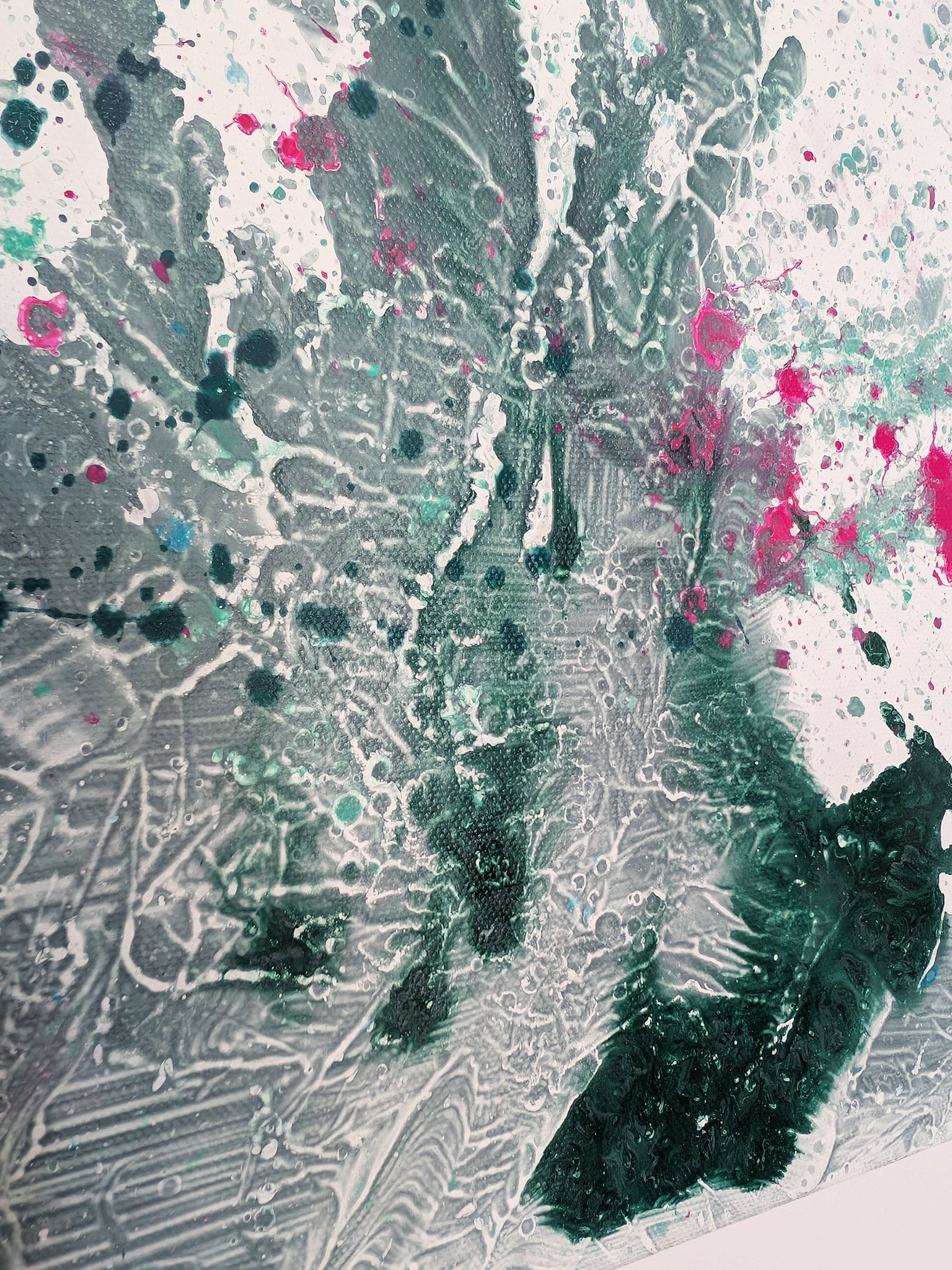 Grünes farbiges Bild abstrakt - echte Original Kunst - selbst gemalt - schönes Acrylbild