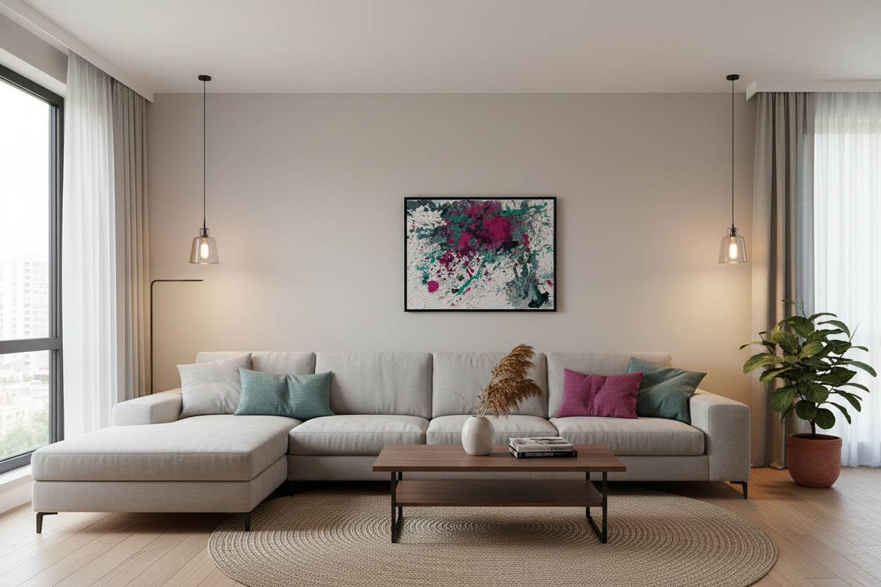 Grünes farbiges Bild abstrakt - echte Original Kunst - selbst gemalt - schönes Acrylbild