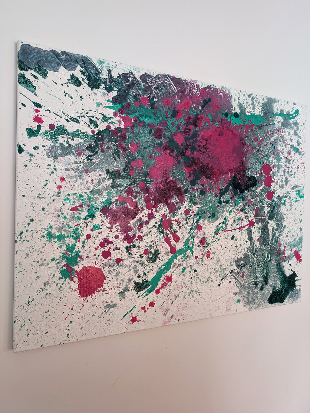 Grünes farbiges Bild abstrakt - echte Original Kunst - selbst gemalt - schönes Acrylbild