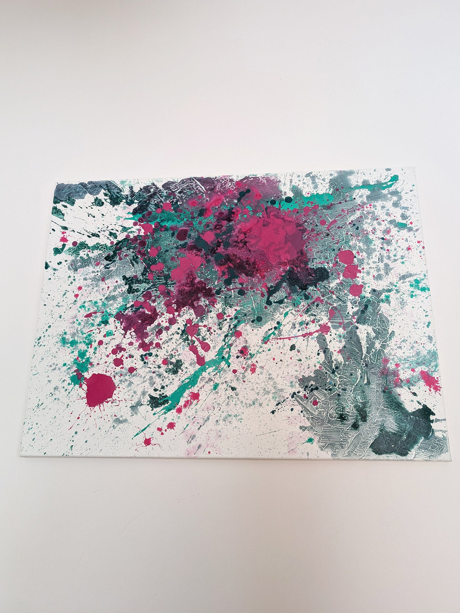 Grünes farbiges Bild abstrakt - echte Original Kunst - selbst gemalt - schönes Acrylbild