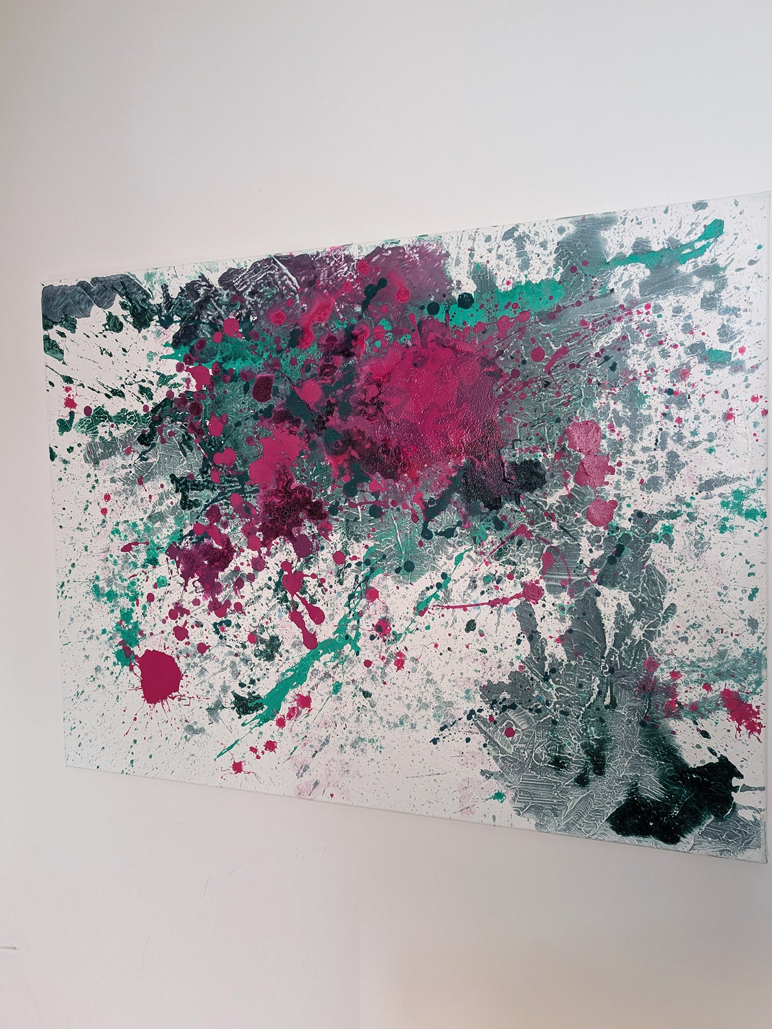 Grünes farbiges Bild abstrakt - echte Original Kunst - selbst gemalt - schönes Acrylbild