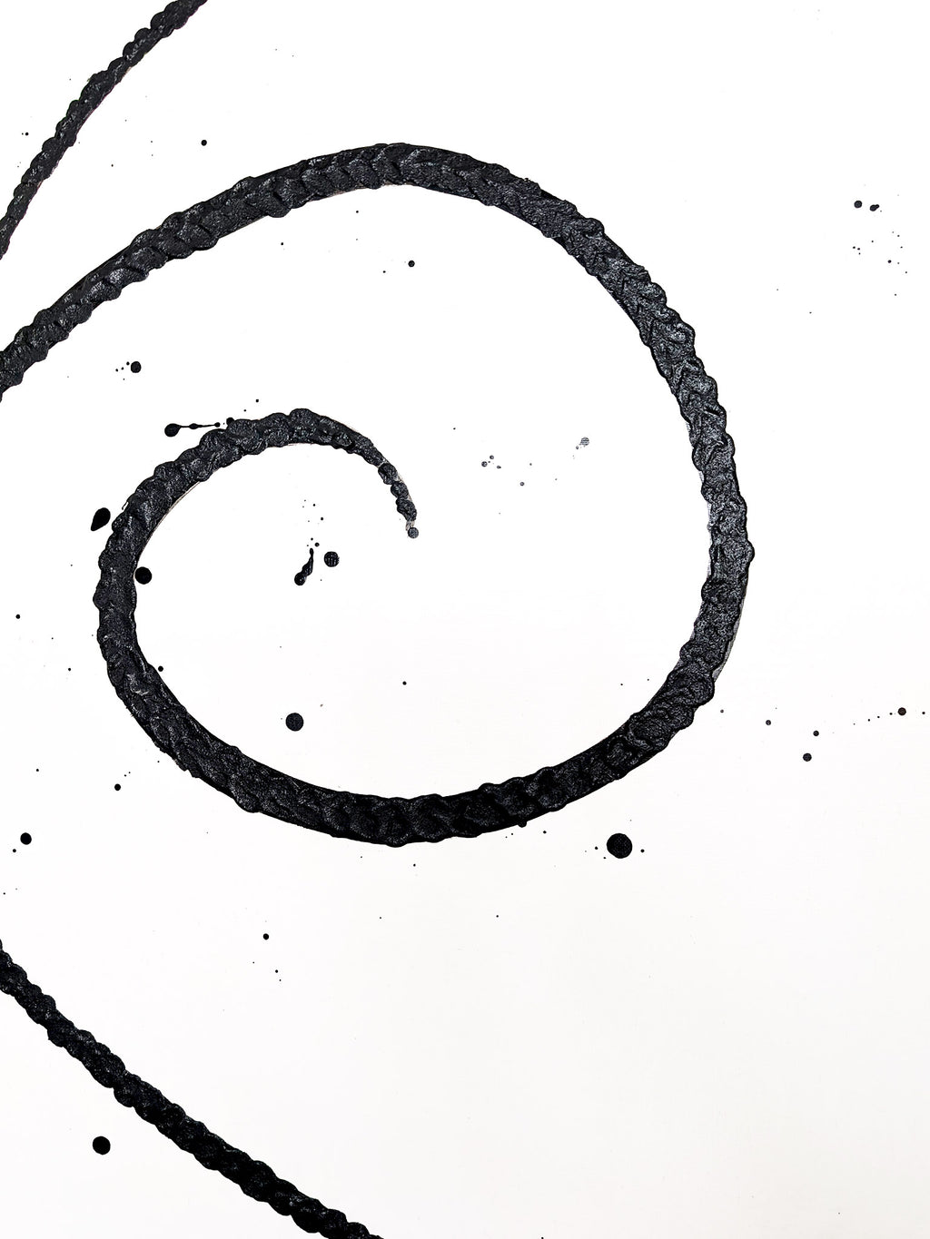 Abstraktes Schwarz - Weiß  Leinwandkunstwerk mit Linienführung - Minimalistisches Wandbild