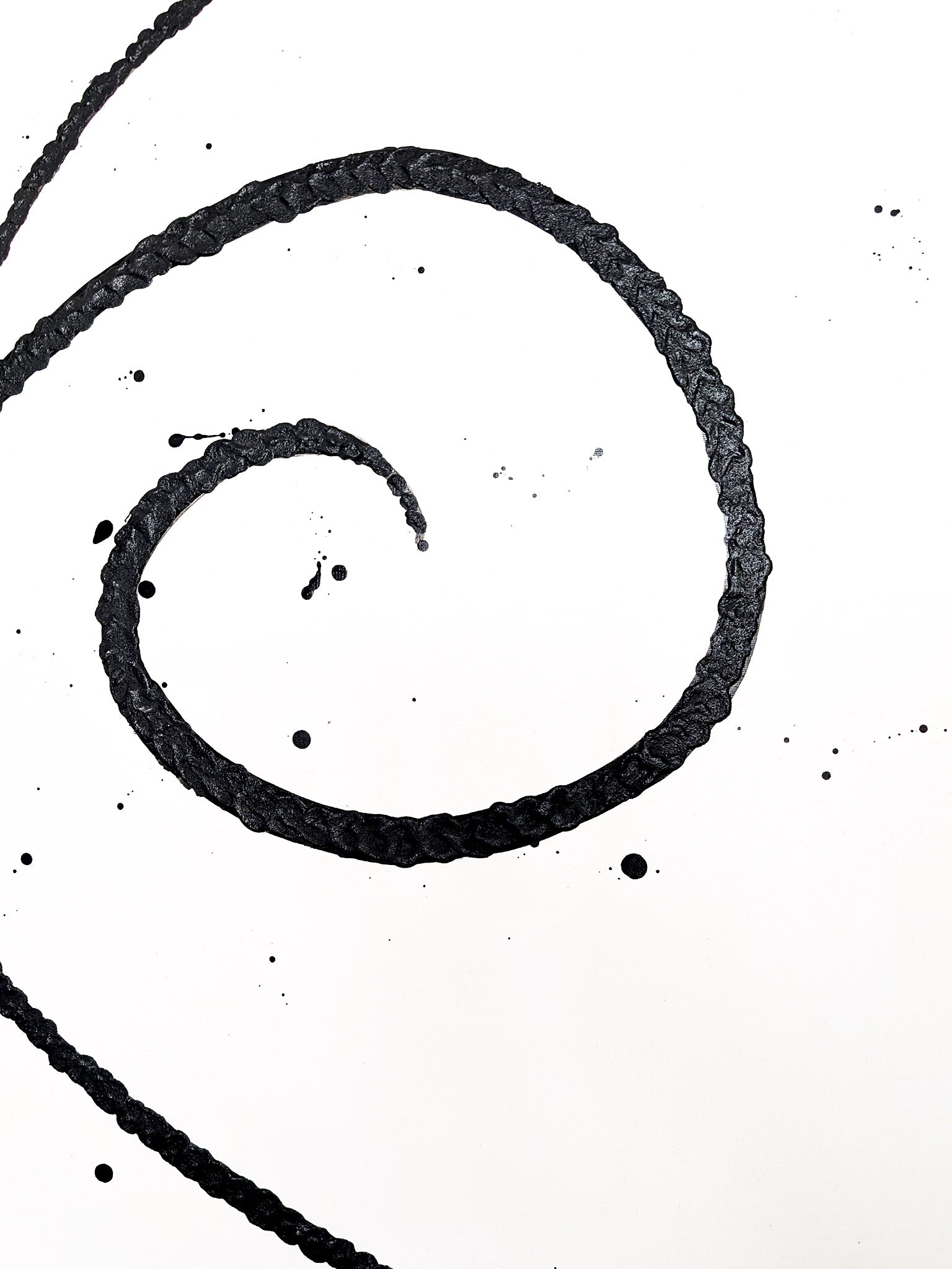 Abstraktes Schwarz - Weiß  Leinwandkunstwerk mit Linienführung - Minimalistisches Wandbild