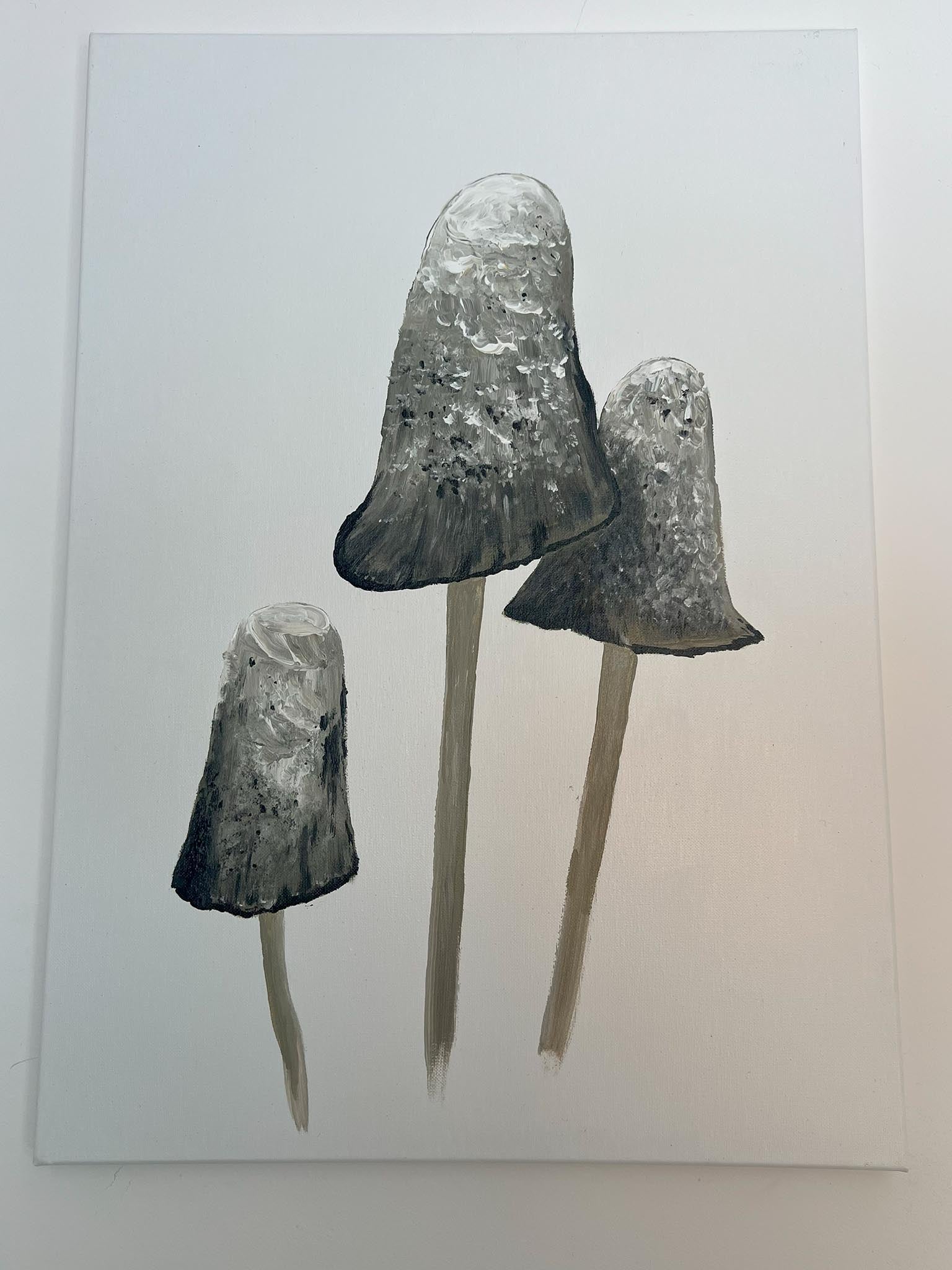 Pilze in Beige - Acryl auf Leinwand - original Art - kreatives Geschenk - Kunst verschenken