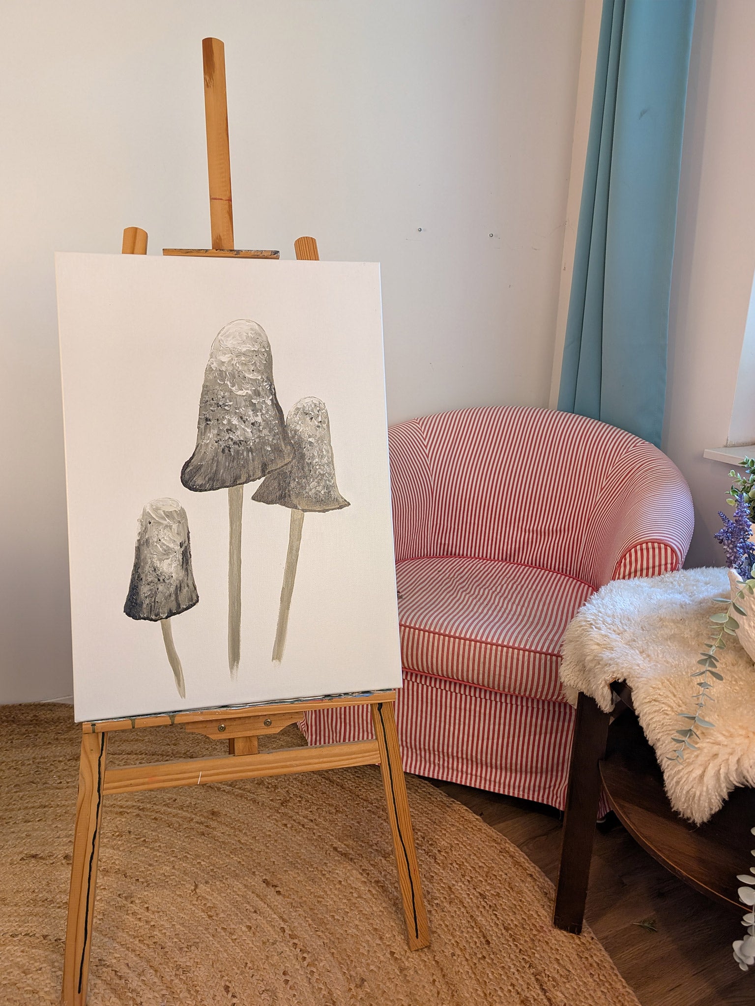 Pilze in Beige - Acryl auf Leinwand - original Art - kreatives Geschenk - Kunst verschenken