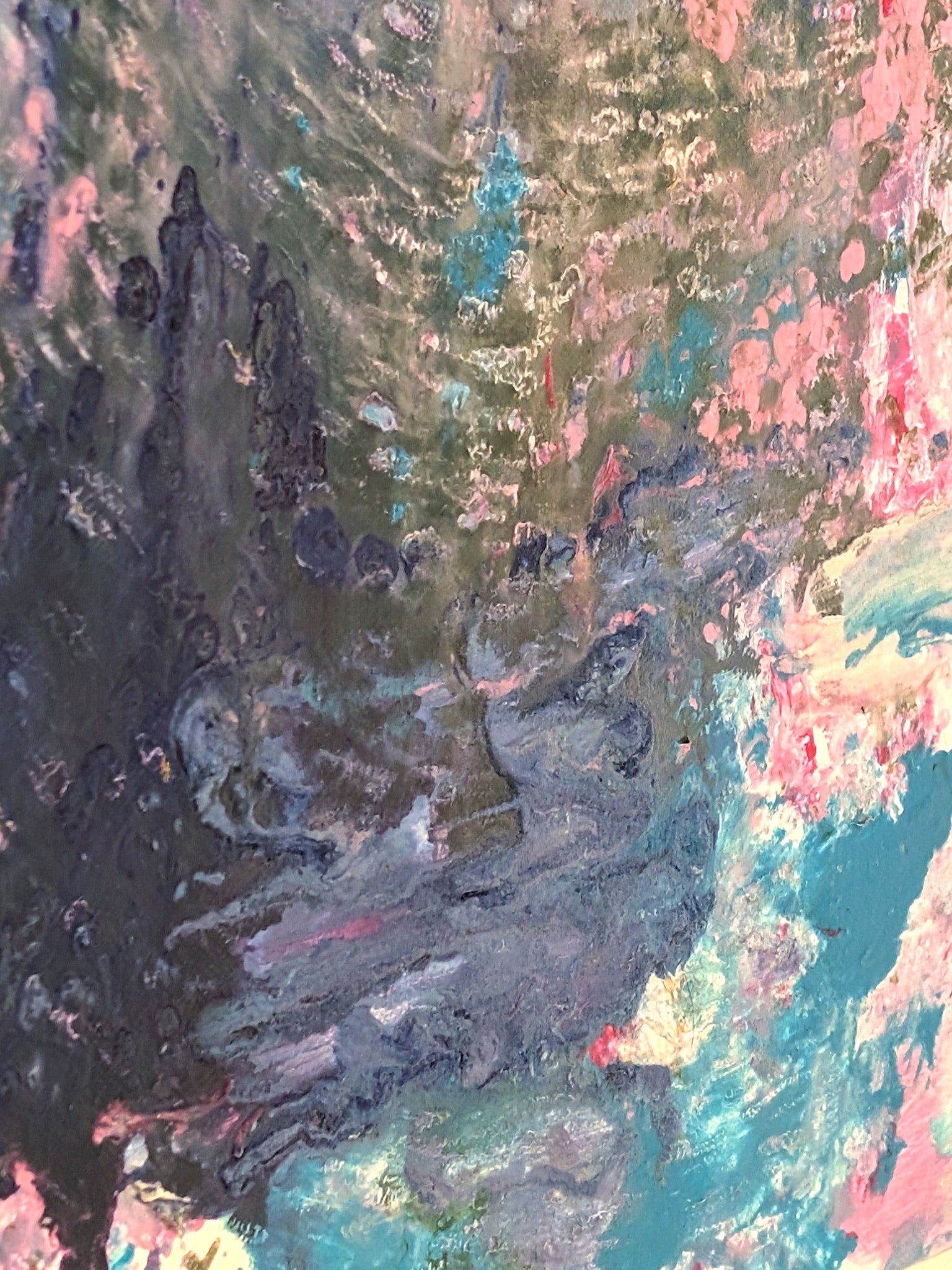 Abstraktes Leinwandbild in Lila und Blau - Modernes Farbenspiel - kreative Wandgestaltung