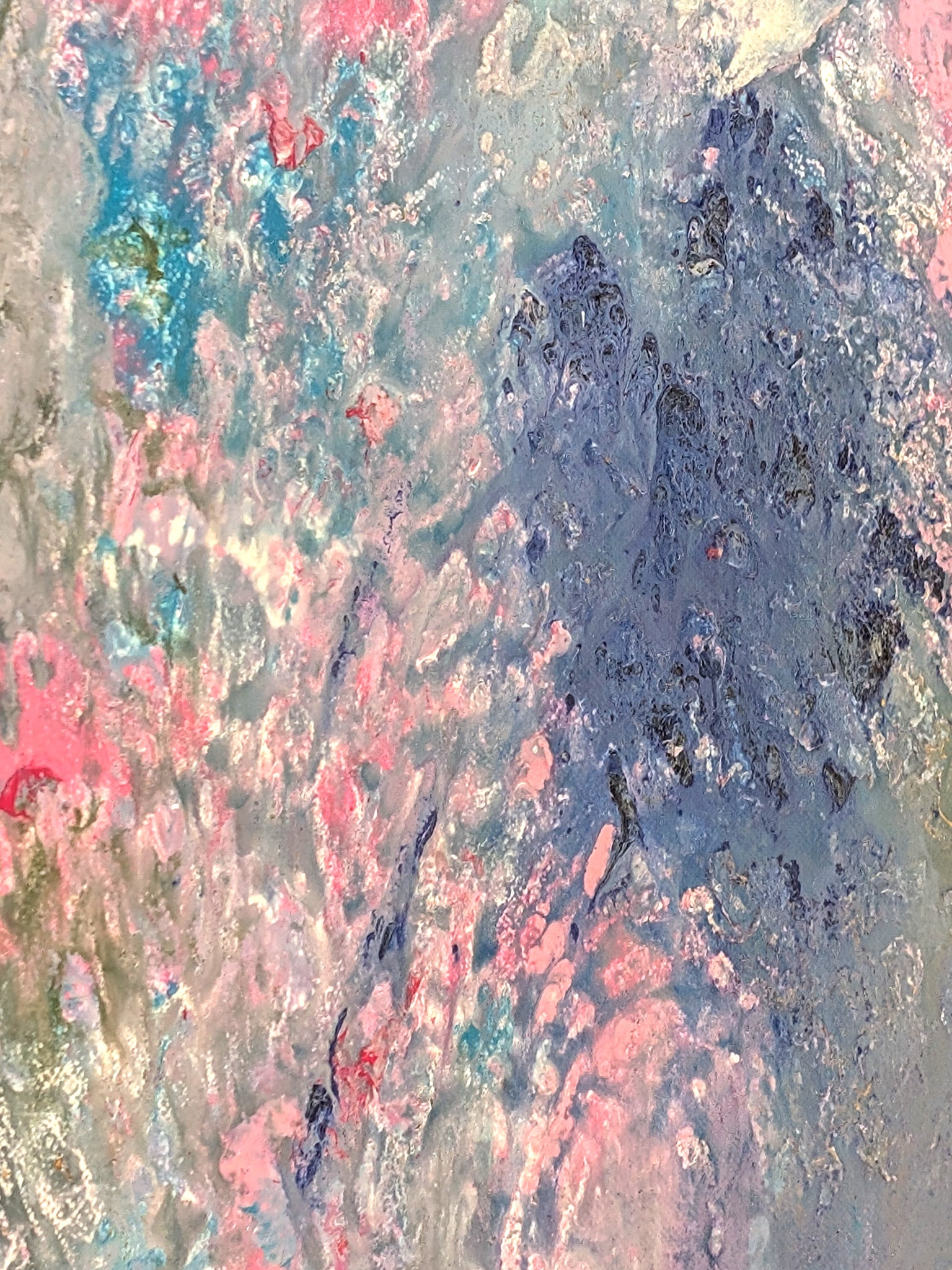 Abstraktes Leinwandbild in Lila und Blau - Modernes Farbenspiel - kreative Wandgestaltung