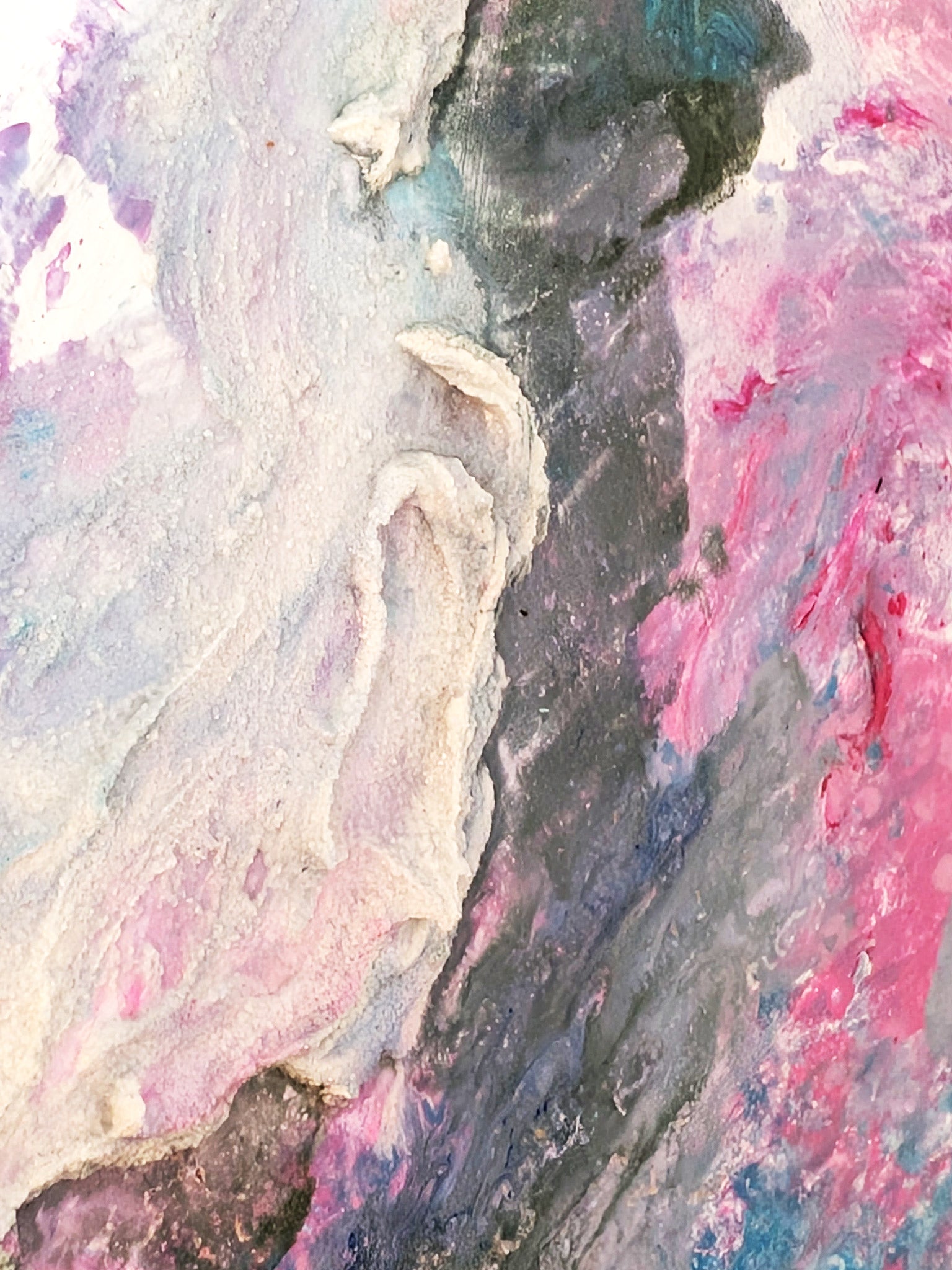 Abstraktes Leinwandbild in Lila und Blau - Modernes Farbenspiel - kreative Wandgestaltung