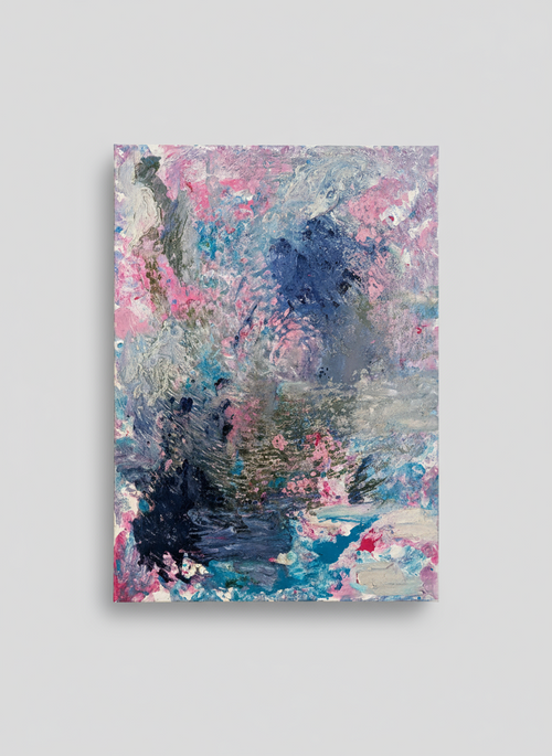 Abstraktes Leinwandbild in Lila und Blau - Modernes Farbenspiel - kreative Wandgestaltung