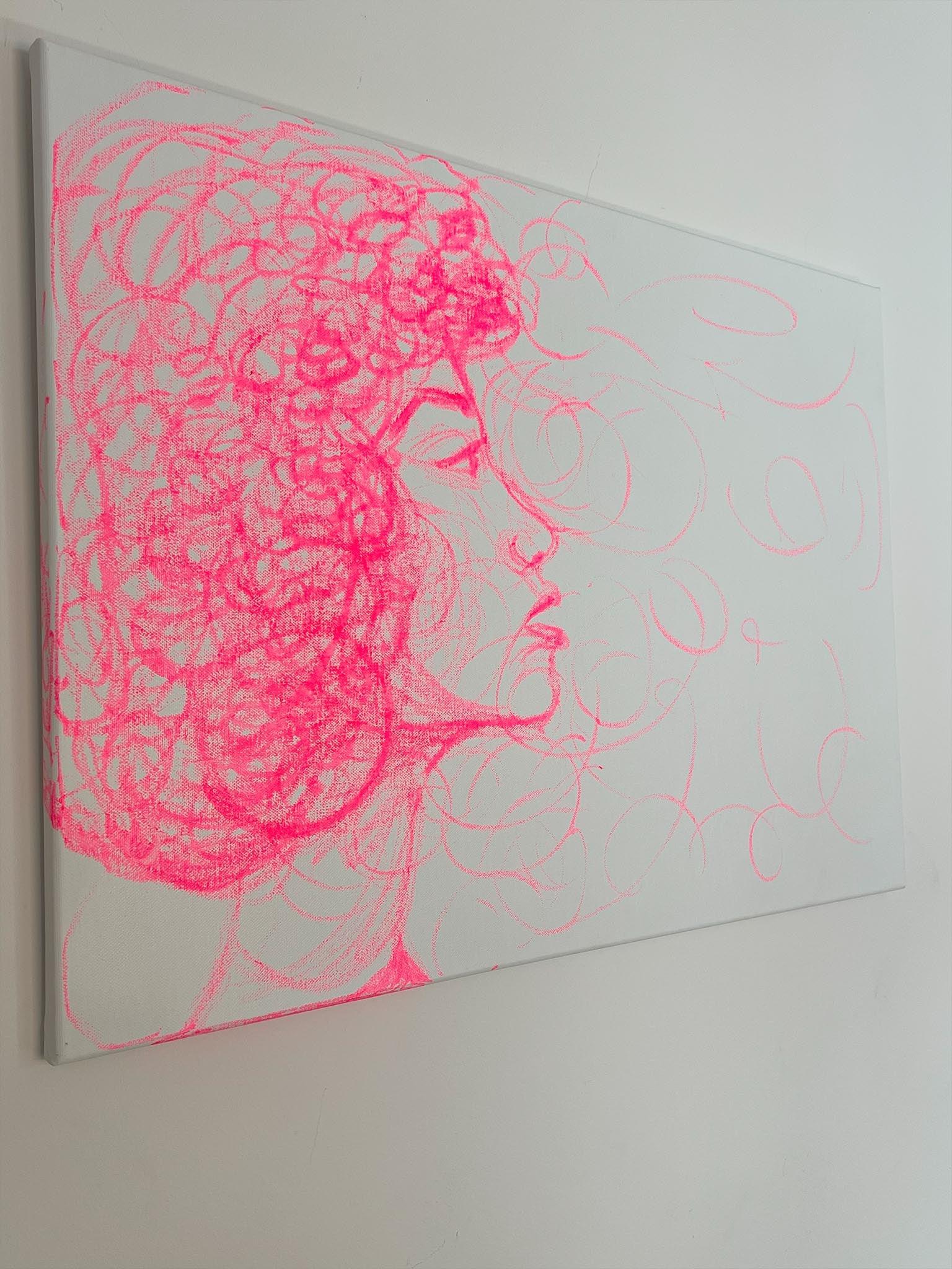 Pop Art Gesicht in Pink - Original Art - selfmade Kunst - pinke abstrakte Zeichnung - Malerei