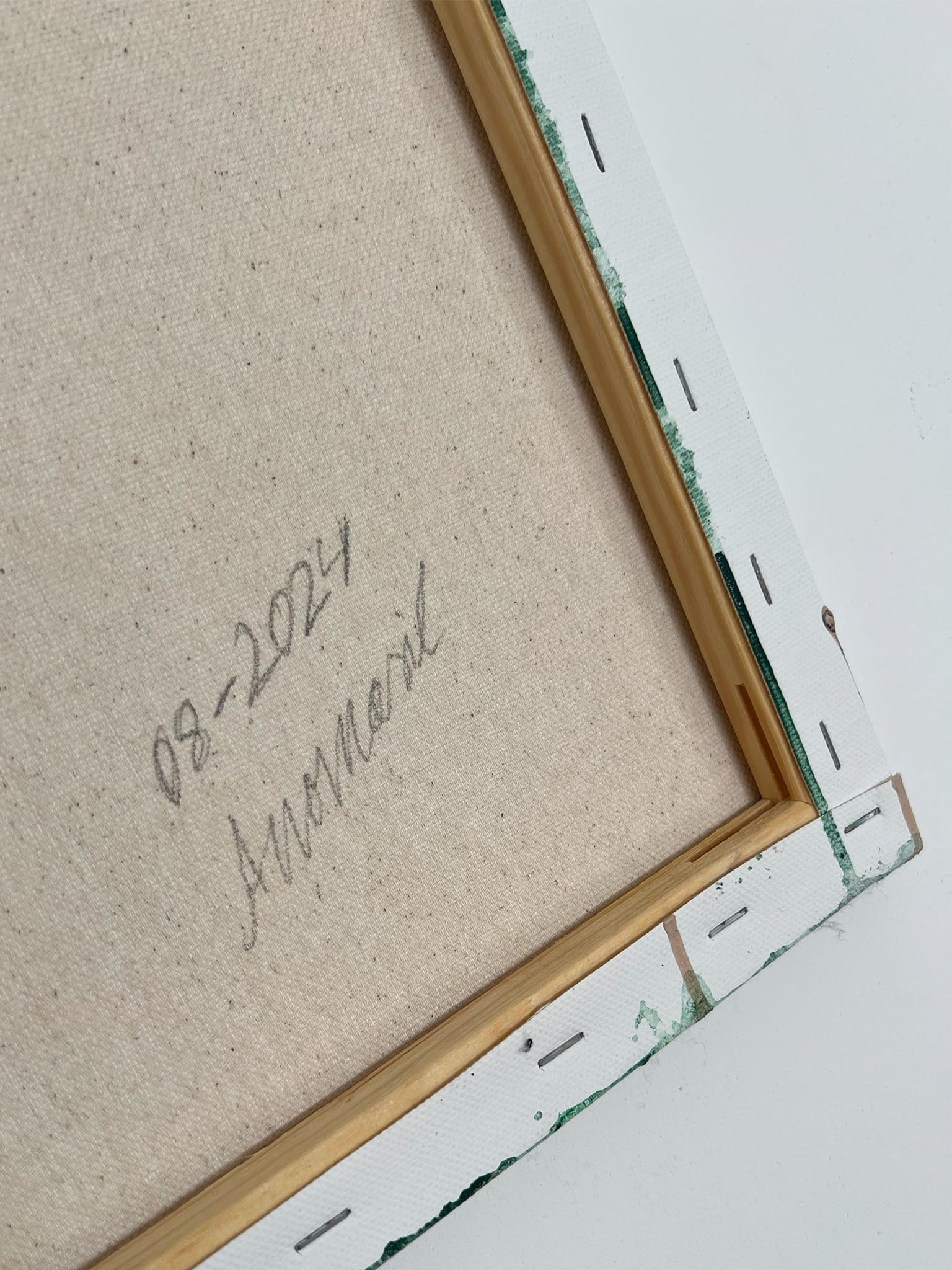 Kreatives abstraktes Leinwandbild in Grün & Orange -  Frische Farbkombinationen - für lebendige Räume