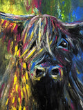 Highland Cow - Leinwandkunst - Charmantes, naturverbundenes Tierporträt für Zuhause