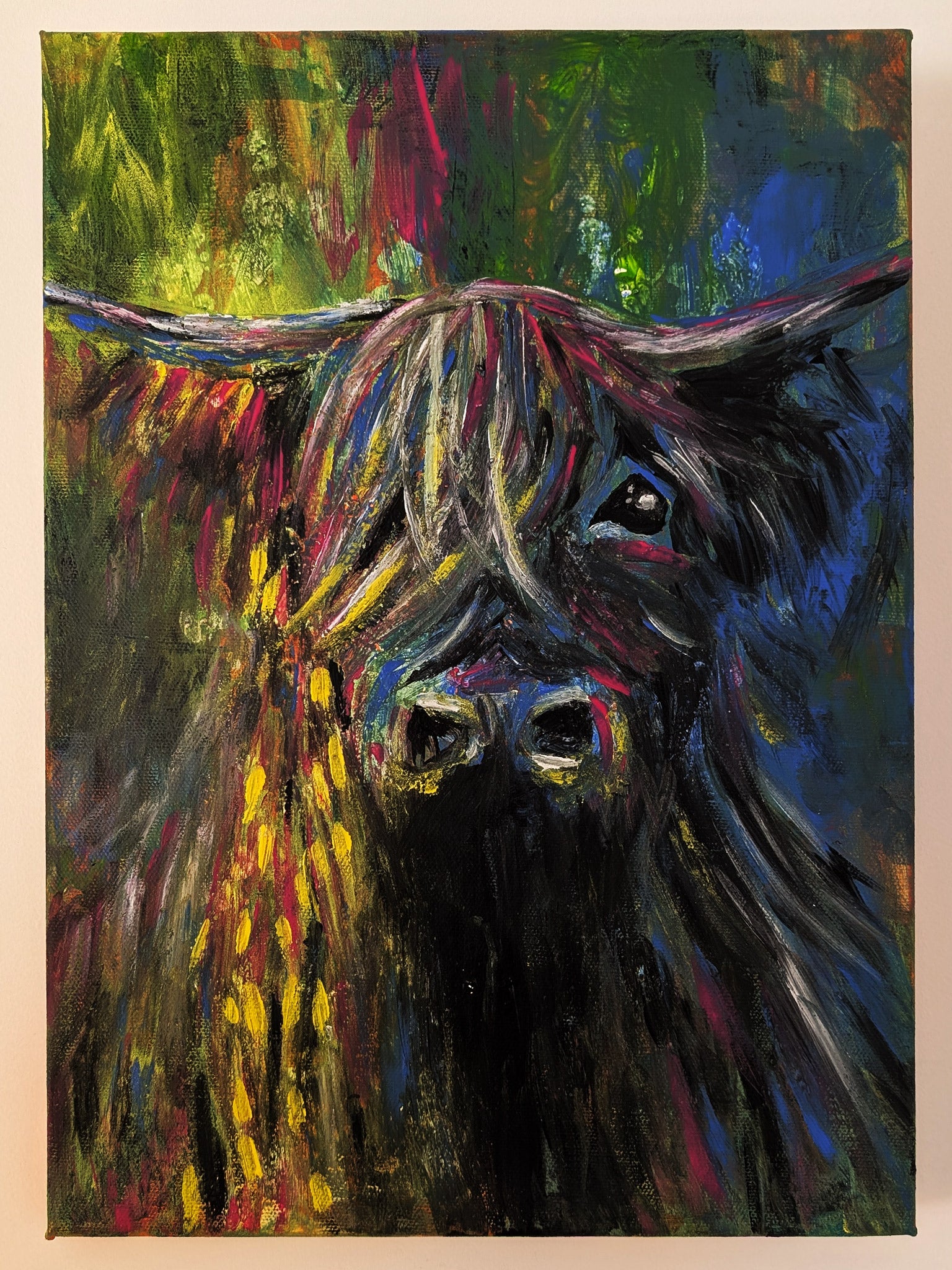 Highland Cow - Leinwandkunst - Charmantes, naturverbundenes Tierporträt für Zuhause