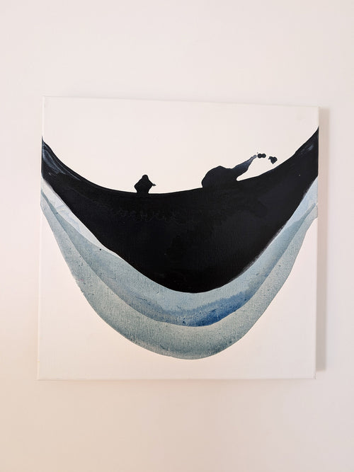 Abstrakte Wasseroptik in Blau - kleiner Elefant - Leinwand - Harmonie von Natur und Kunst
