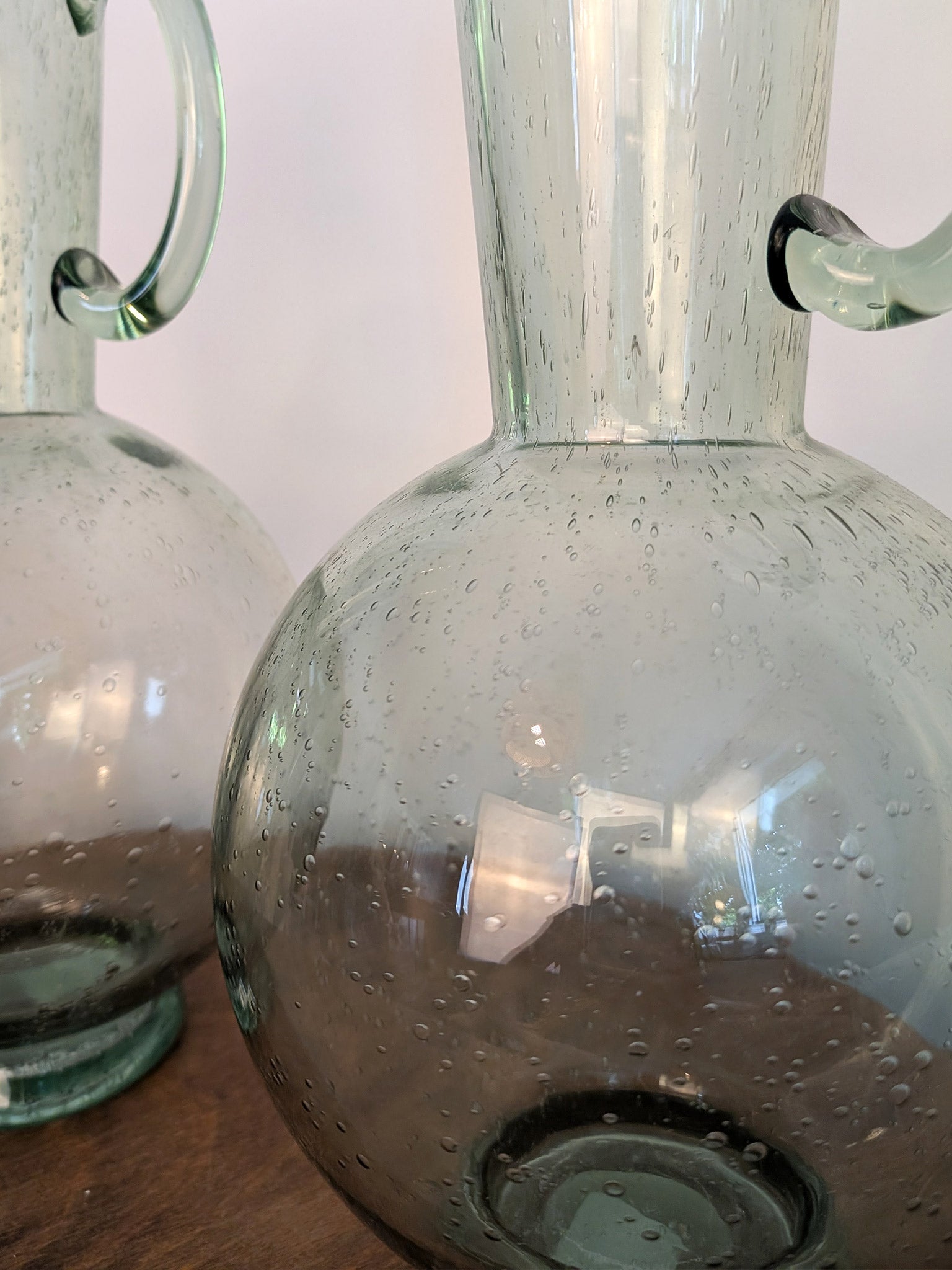 Vasen Glas Krug hoch - Wasserkrug groß - Blumenvase mit Luftblasen - Second Hand