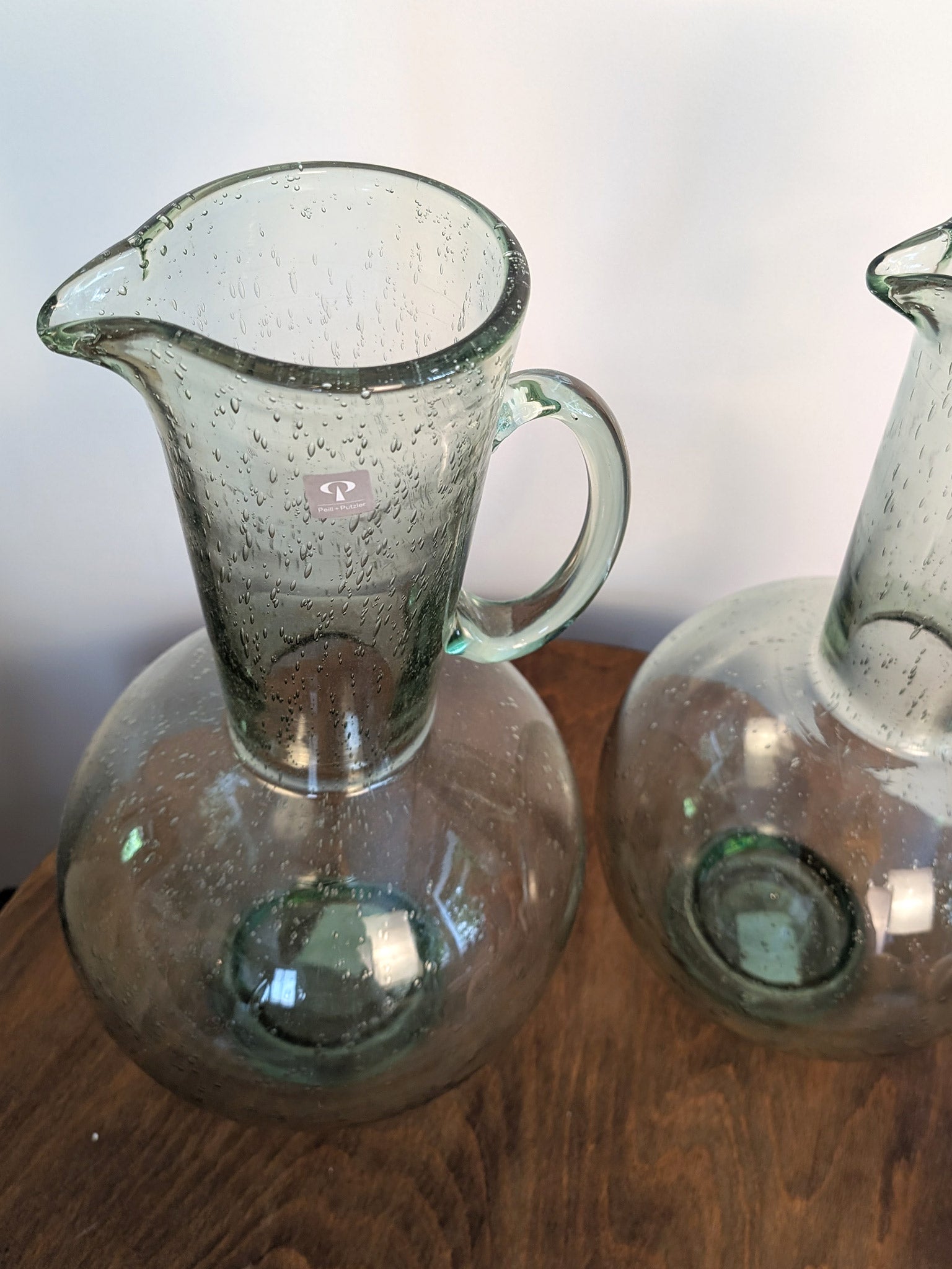 Vasen Glas Krug hoch - Wasserkrug groß - Blumenvase mit Luftblasen - Second Hand