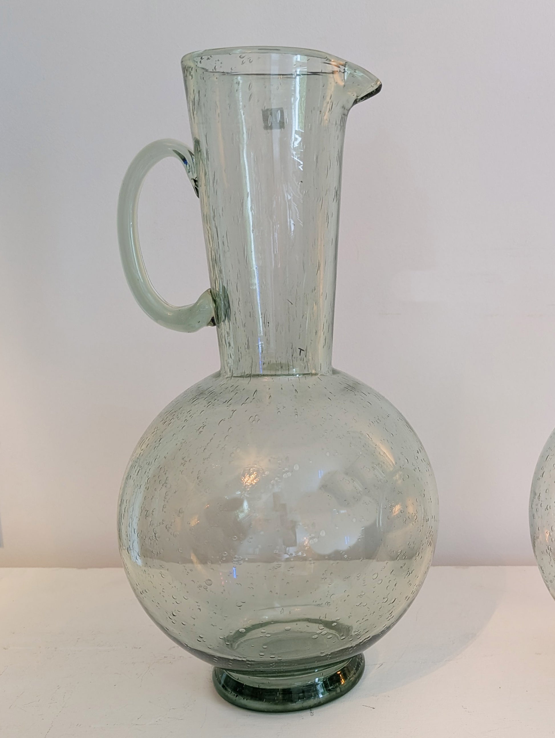 Vasen Glas Krug hoch - Wasserkrug groß - Blumenvase mit Luftblasen - Second Hand