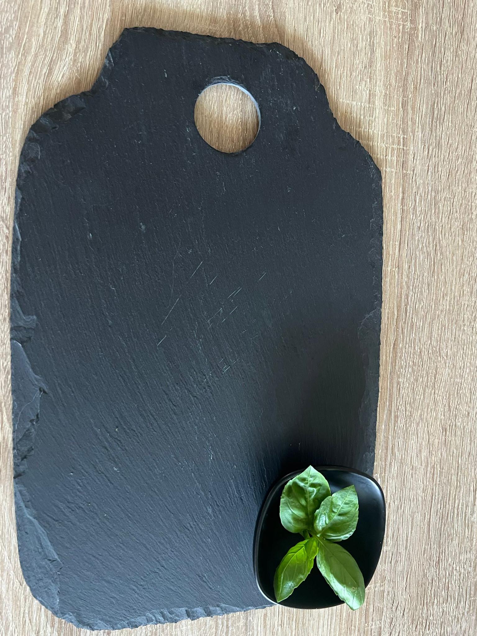 Schiefertafel mit Loch - Rechteckige Naturschiefertafel - anthrazit