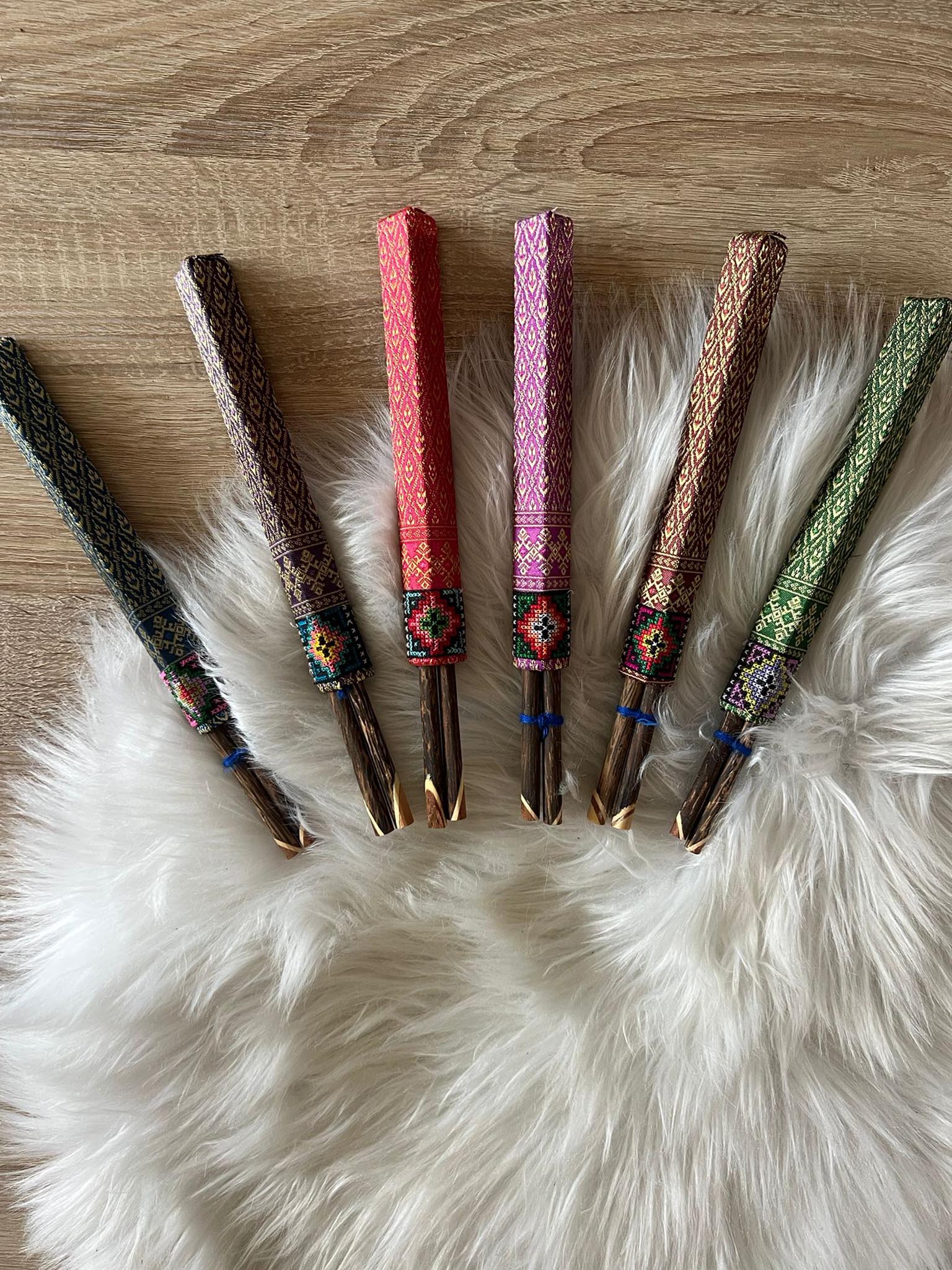 Stäbchen - verschiedene Muster - Stäbchen - Set aus 6 - verschiedene Farben