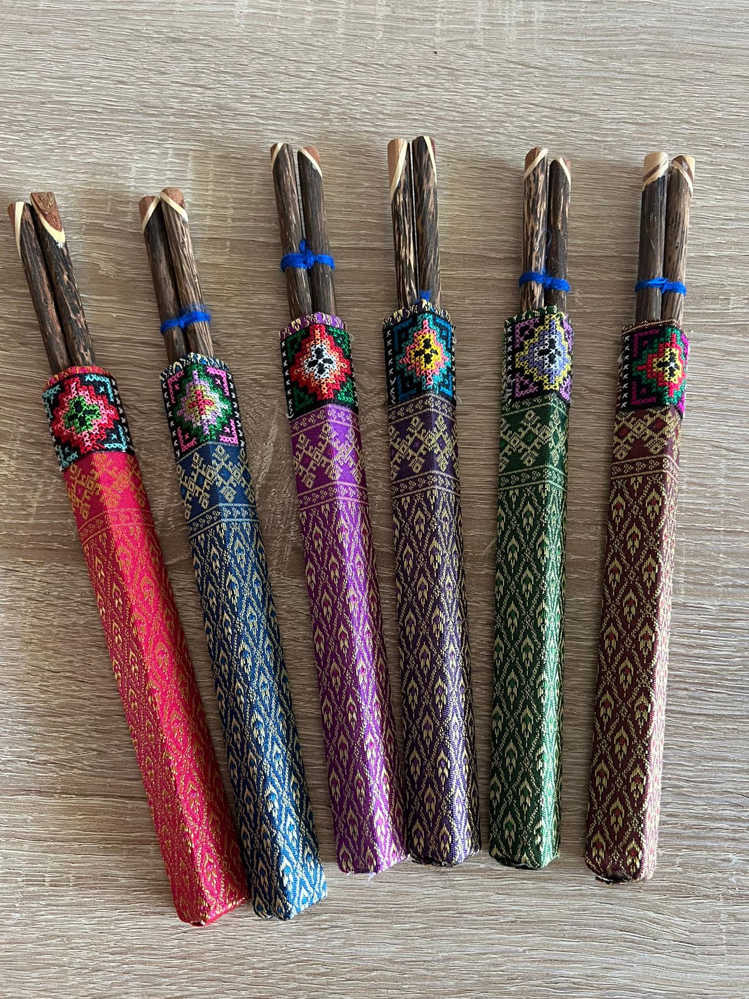 Stäbchen - verschiedene Muster - Stäbchen - Set aus 6 - verschiedene Farben