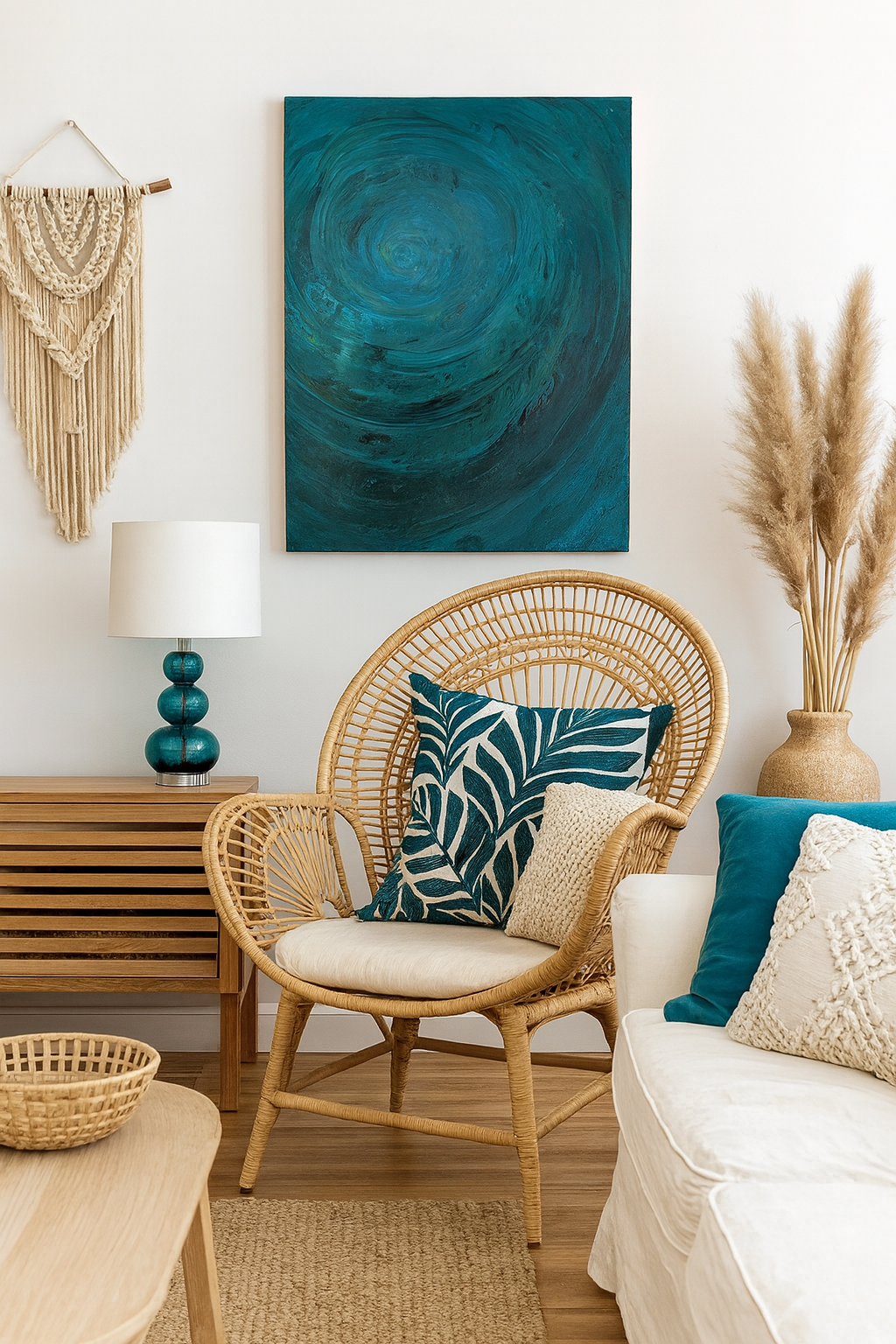 Blaues Leinwandbild mit leichter Struktur - Zeitlose abstrakte Kunst - modernes Wohnen