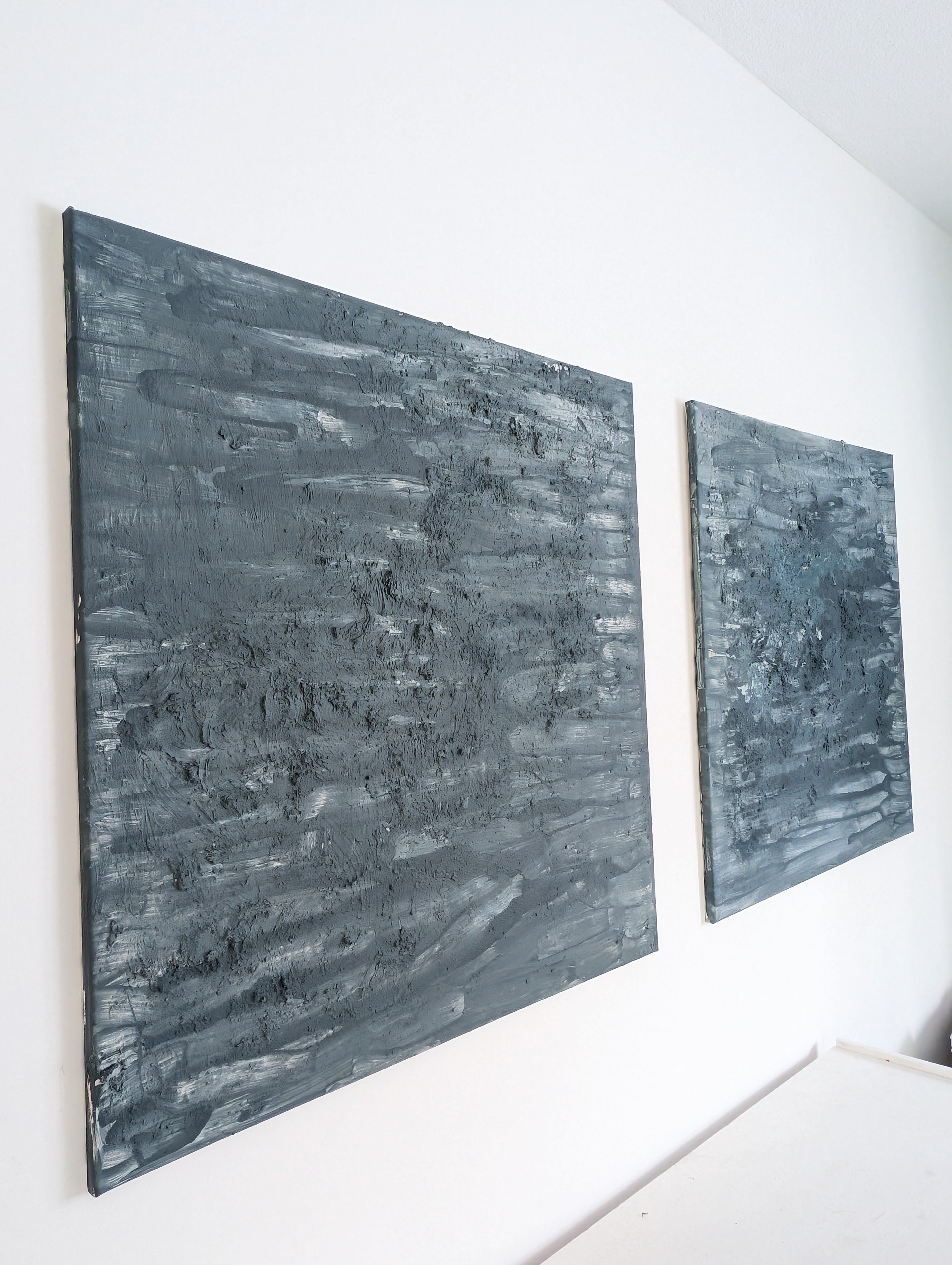 Wunderschönes Leinwandbild 80x80 cm – Moderne Struktur in Grau-Blau-Grün-Beige