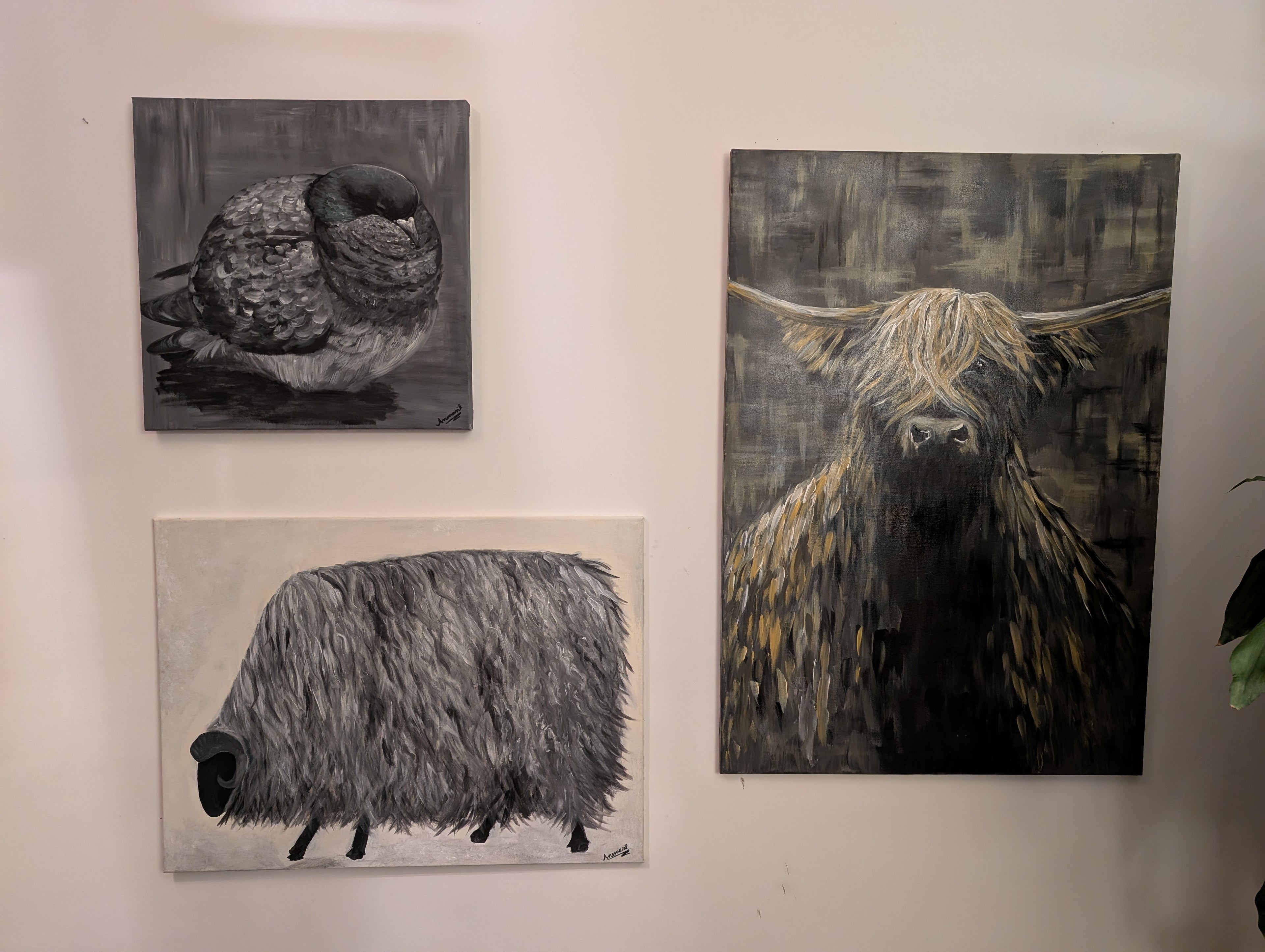 Big Bird 1.0 | Deko Duo | Kunst Acrylgemälde - handgemalte Taube