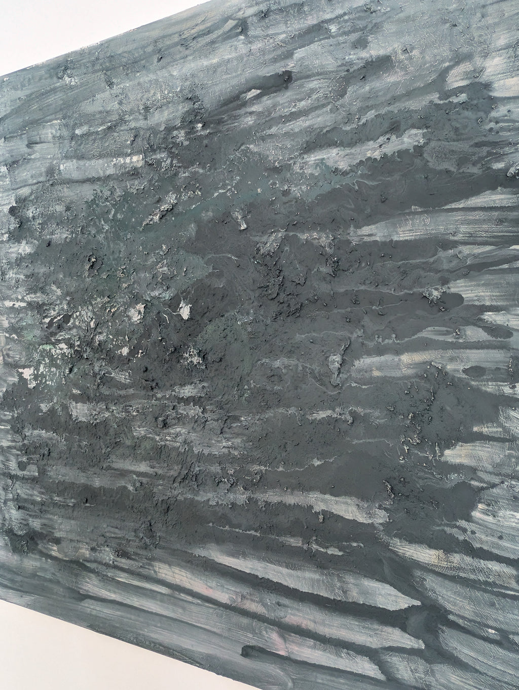 Handgefertigtes Leinwandbild 80x80 cm – Moderne Struktur in Grau-Blau-Grün-Beige