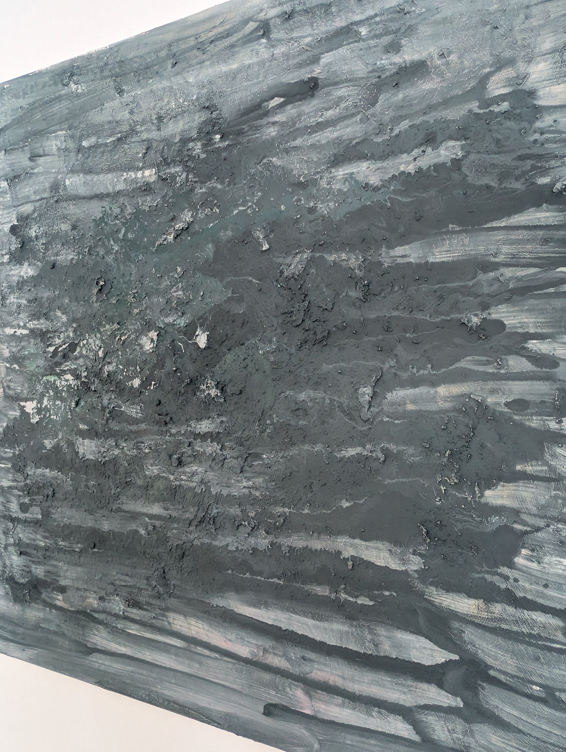 Handgefertigtes Leinwandbild 80x80 cm – Moderne Struktur in Grau-Blau-Grün-Beige