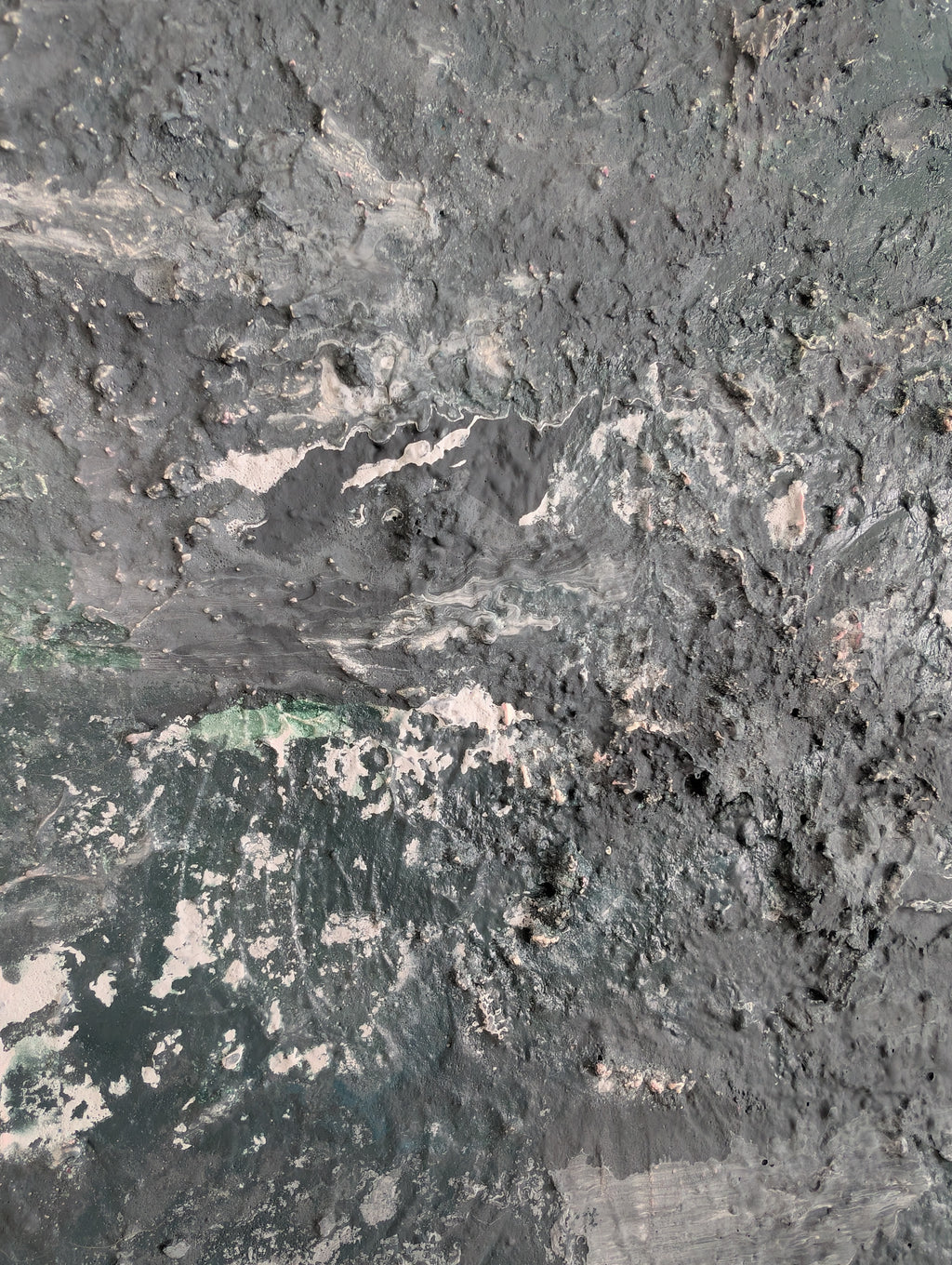 Handgefertigtes Leinwandbild 80x80 cm – Moderne Struktur in Grau-Blau-Grün-Beige