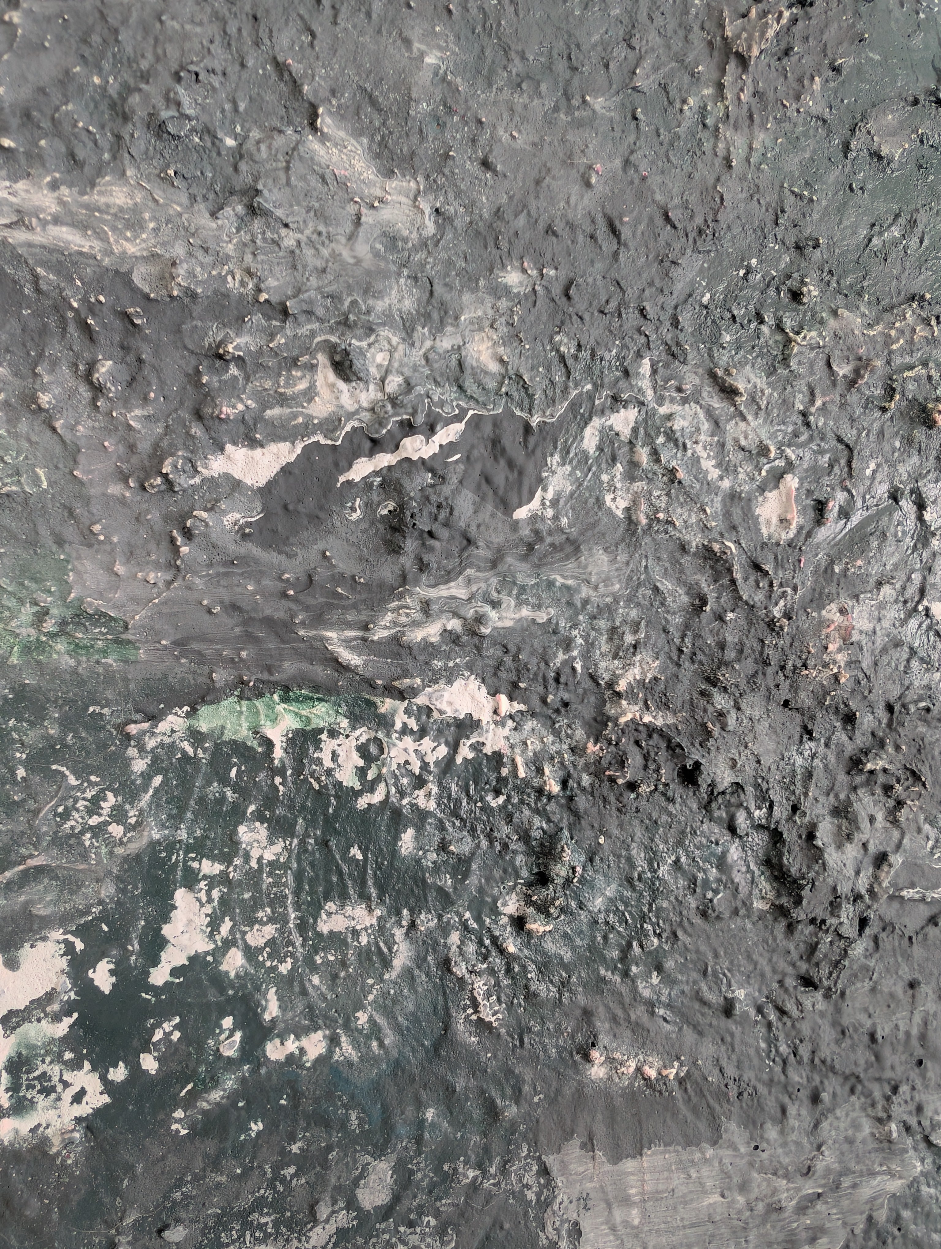 Handgefertigtes Leinwandbild 80x80 cm – Moderne Struktur in Grau-Blau-Grün-Beige