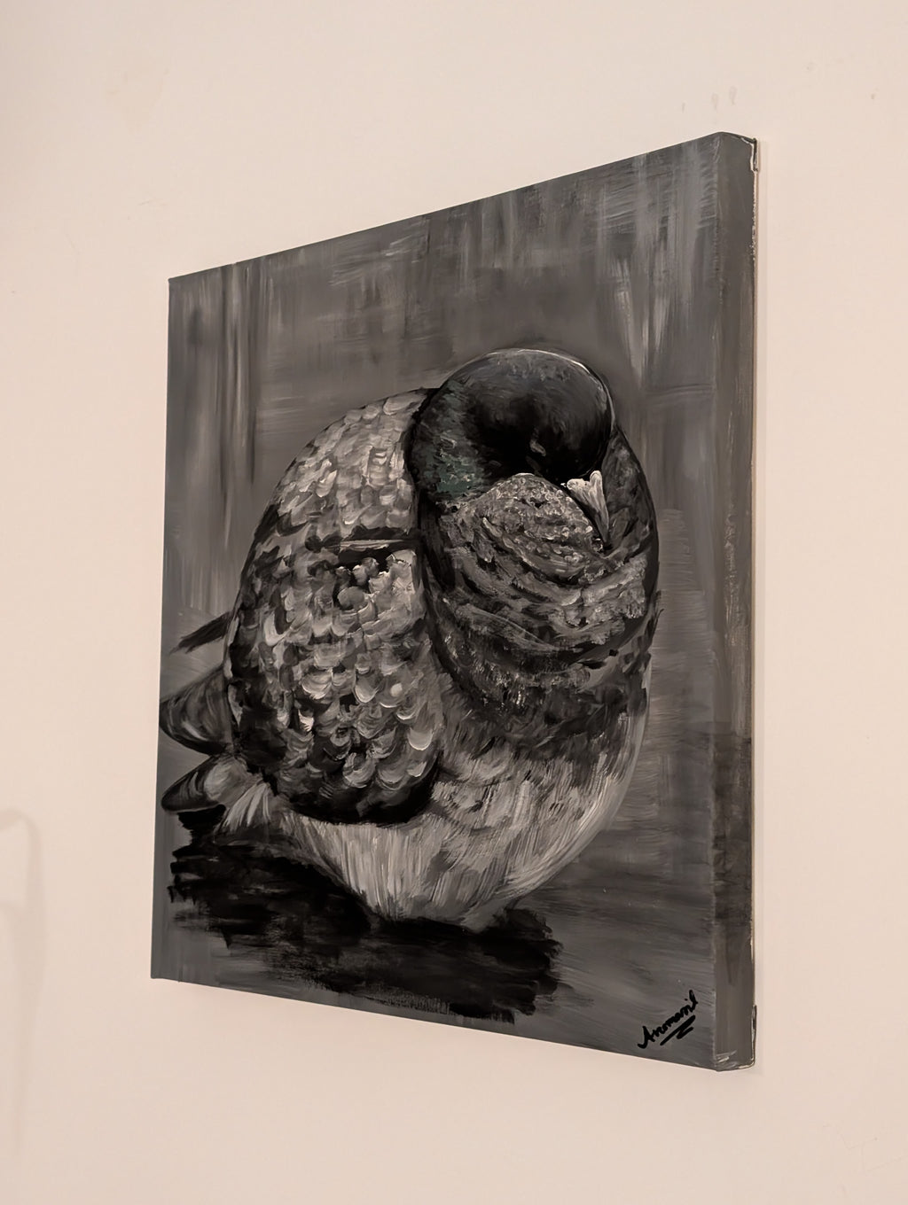 Big Bird 1.0 | Deko Duo | Kunst Acrylgemälde - handgemalte Taube