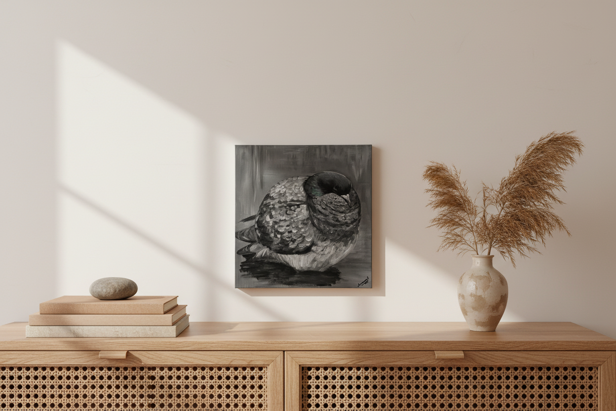 Big Bird 1.0 | Deko Duo | Kunst Acrylgemälde - handgemalte Taube